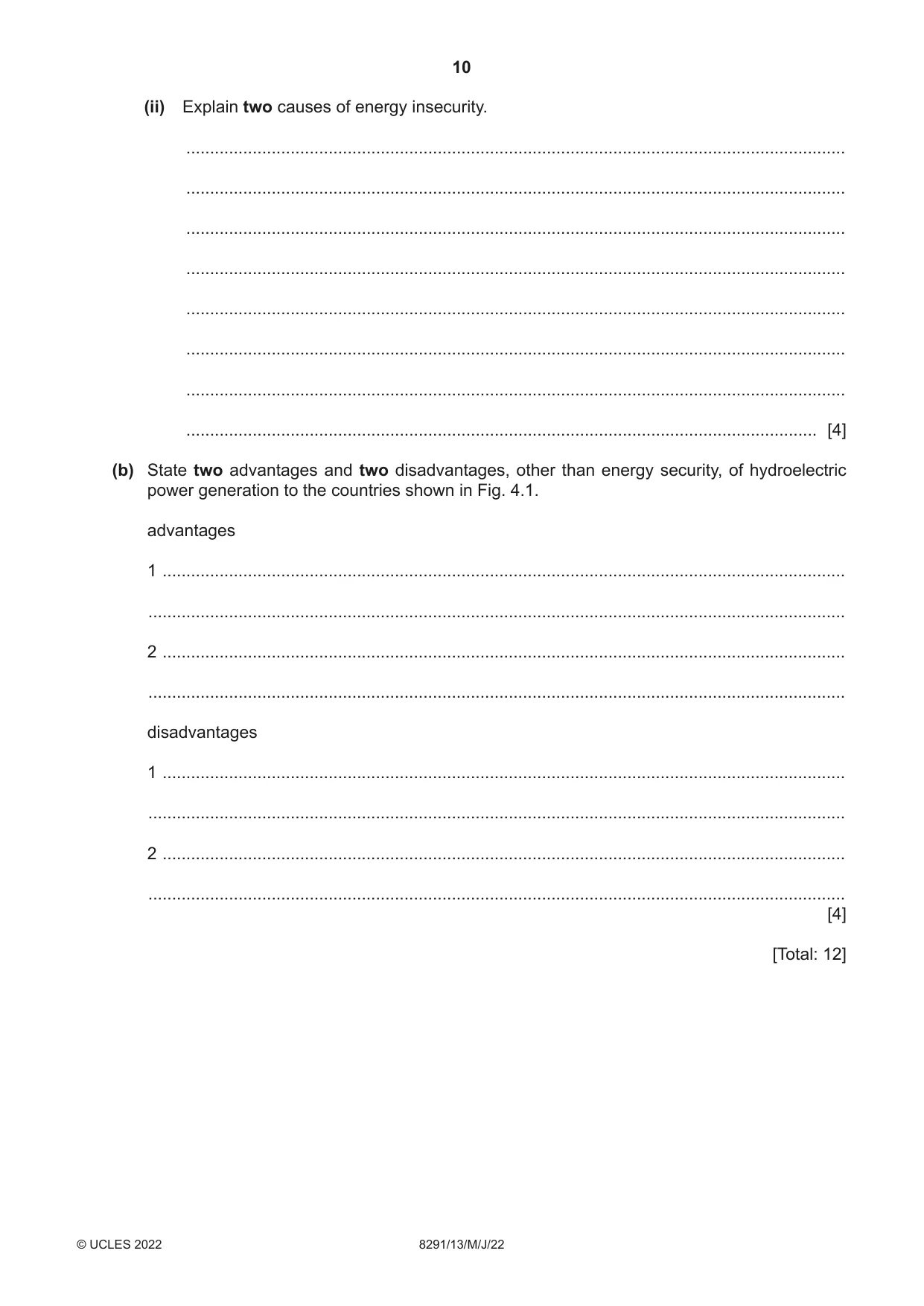 Cambridge A Level Environmental Management (AS only) 8291 2022 May/June Paper 1 · Variant 3 question paper, page 10 of 20