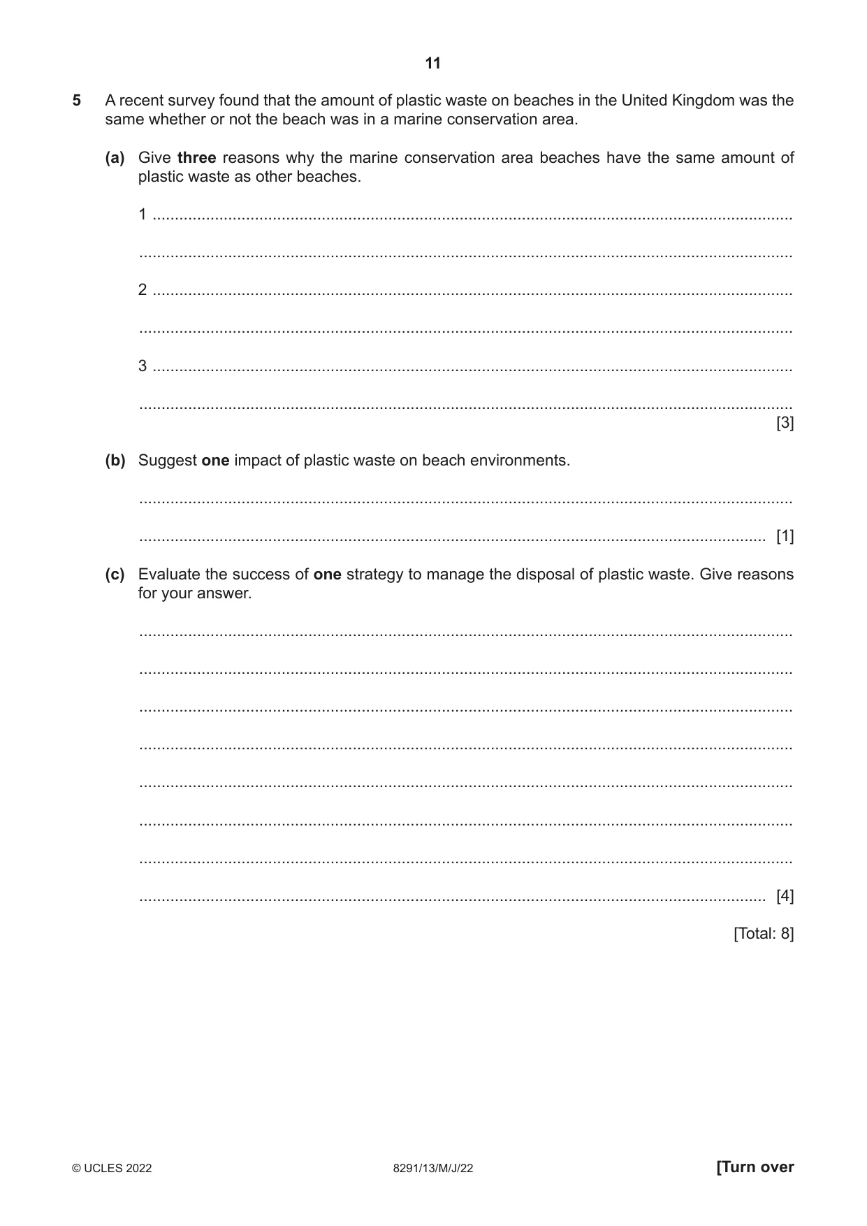 Cambridge A Level Environmental Management (AS only) 8291 2022 May/June Paper 1 · Variant 3 question paper, page 11 of 20