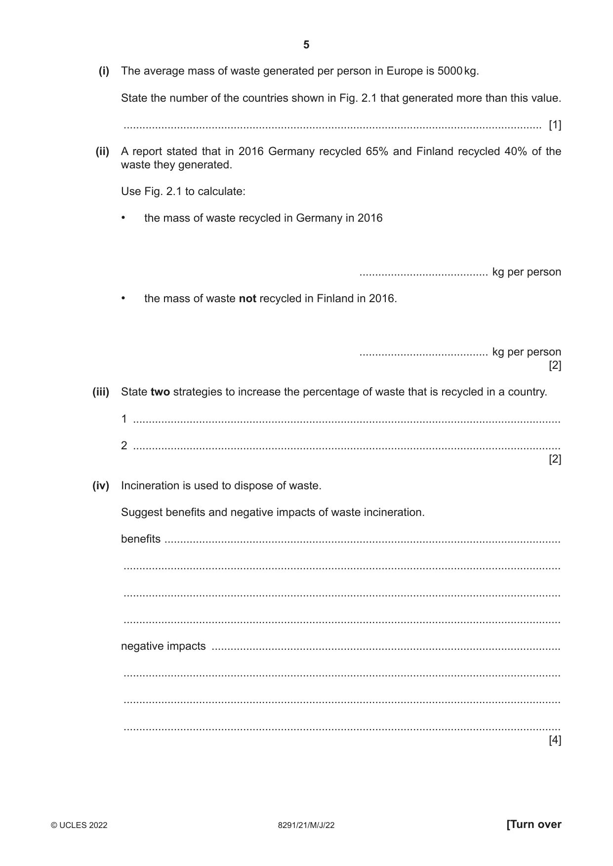 Cambridge A Level Environmental Management (AS only) 8291 2022 May/June Paper 2 · Variant 1 question paper, page 5 of 20