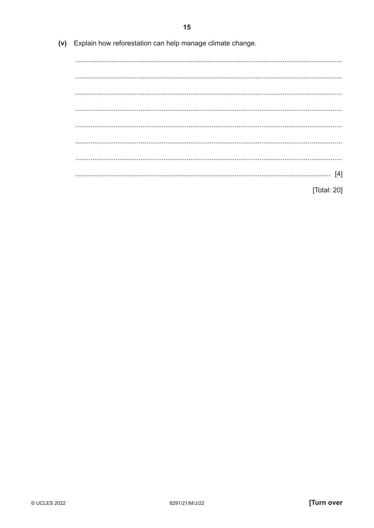 Cambridge A Level Environmental Management (AS only) 8291 2022 May/June Paper 2 · Variant 1 question paper, page 15 of 20