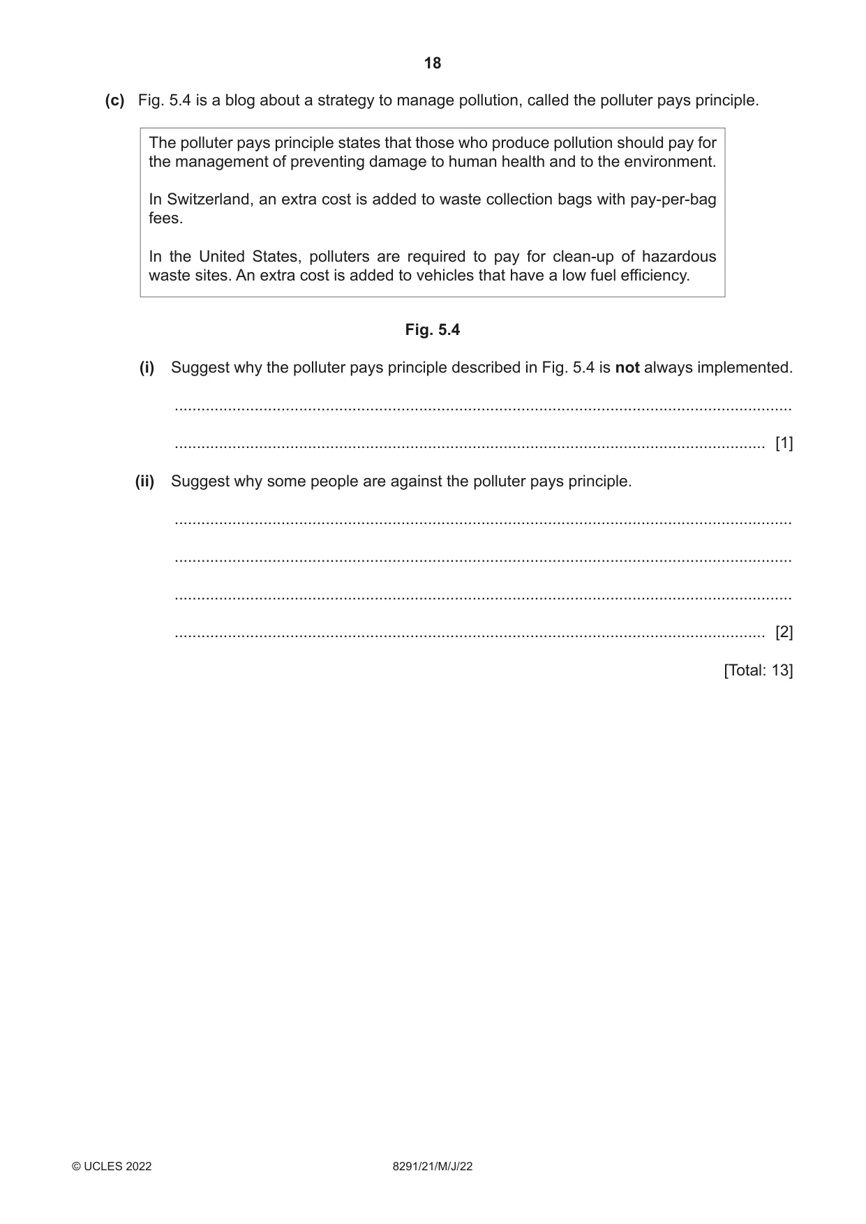 Cambridge A Level Environmental Management (AS only) 8291 2022 May/June Paper 2 · Variant 1 question paper, page 18 of 20