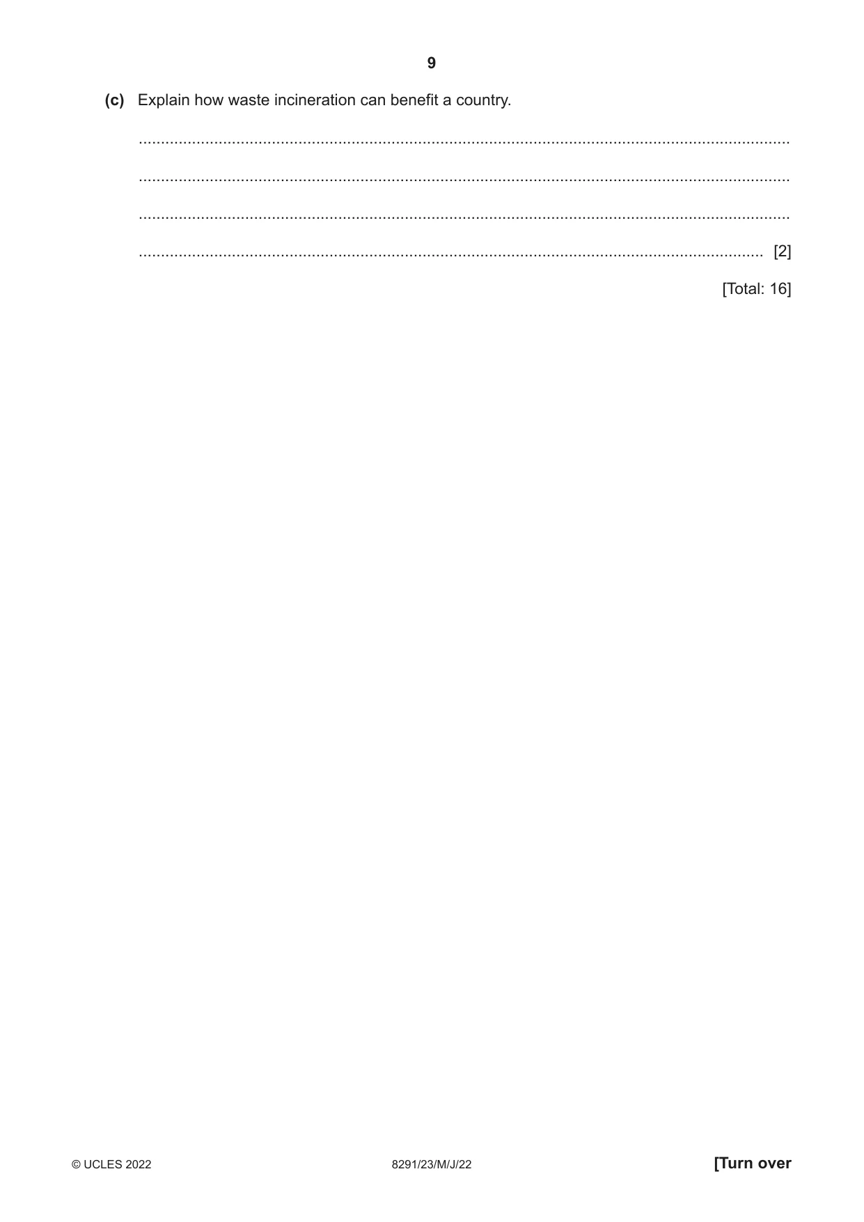 Cambridge A Level Environmental Management (AS only) 8291 2022 May/June Paper 2 · Variant 3 question paper, page 9 of 24
