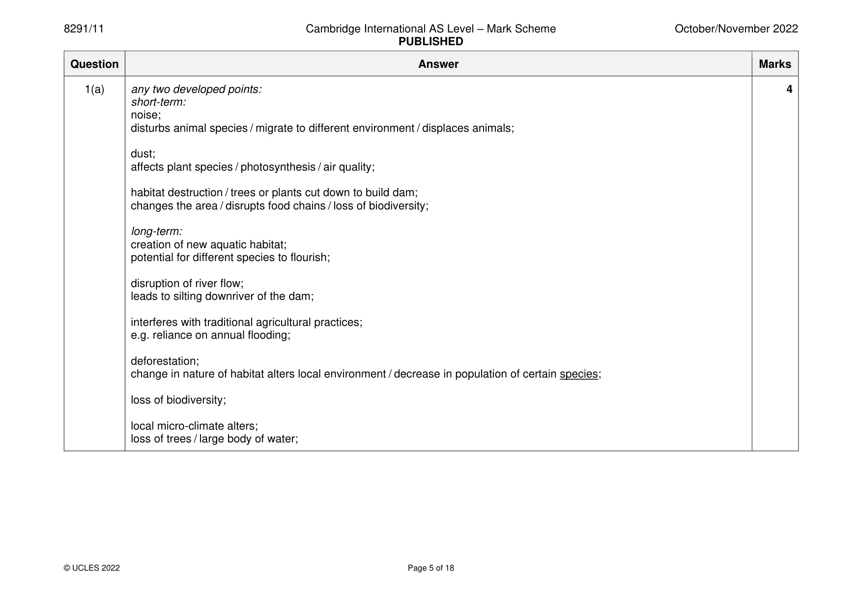 Mark scheme, page 5 of 18