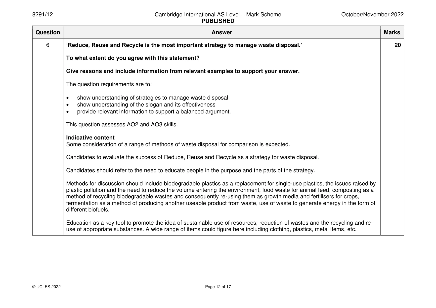 Mark scheme, page 12 of 17
