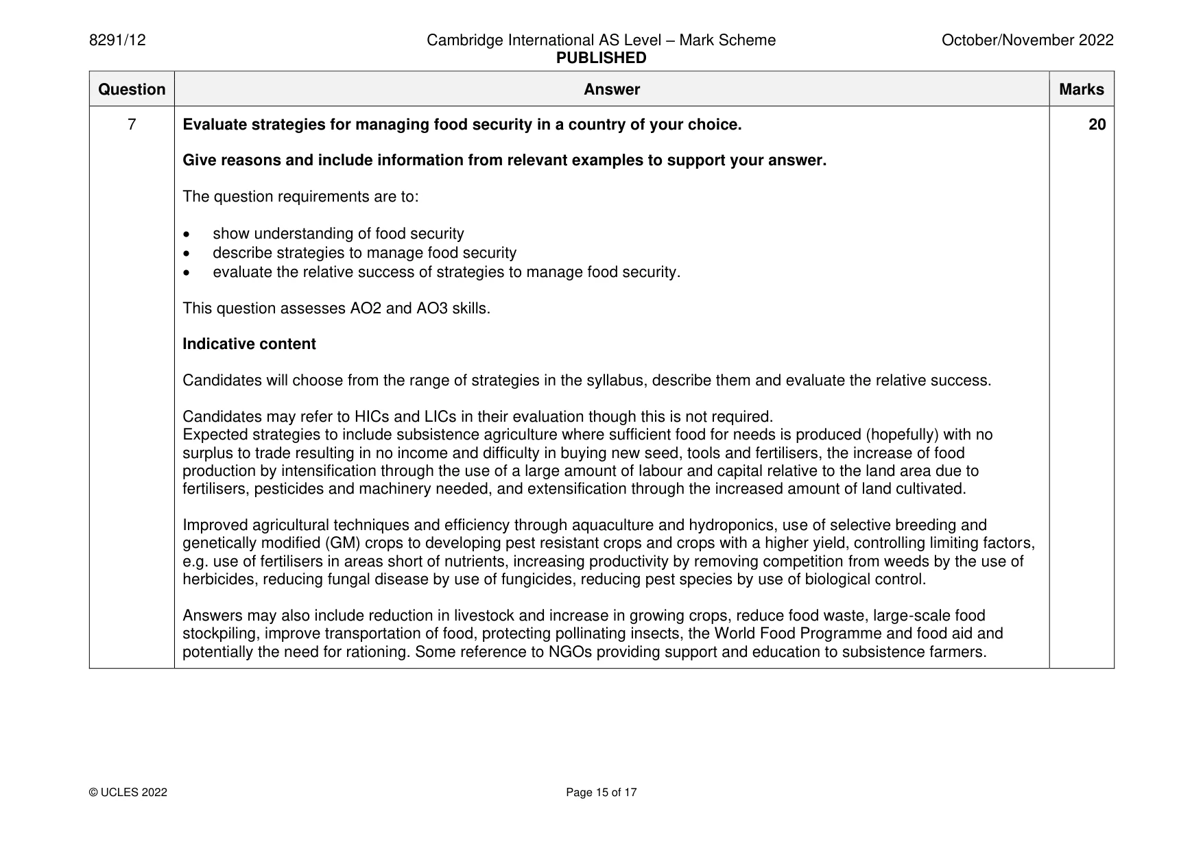 Mark scheme, page 15 of 17