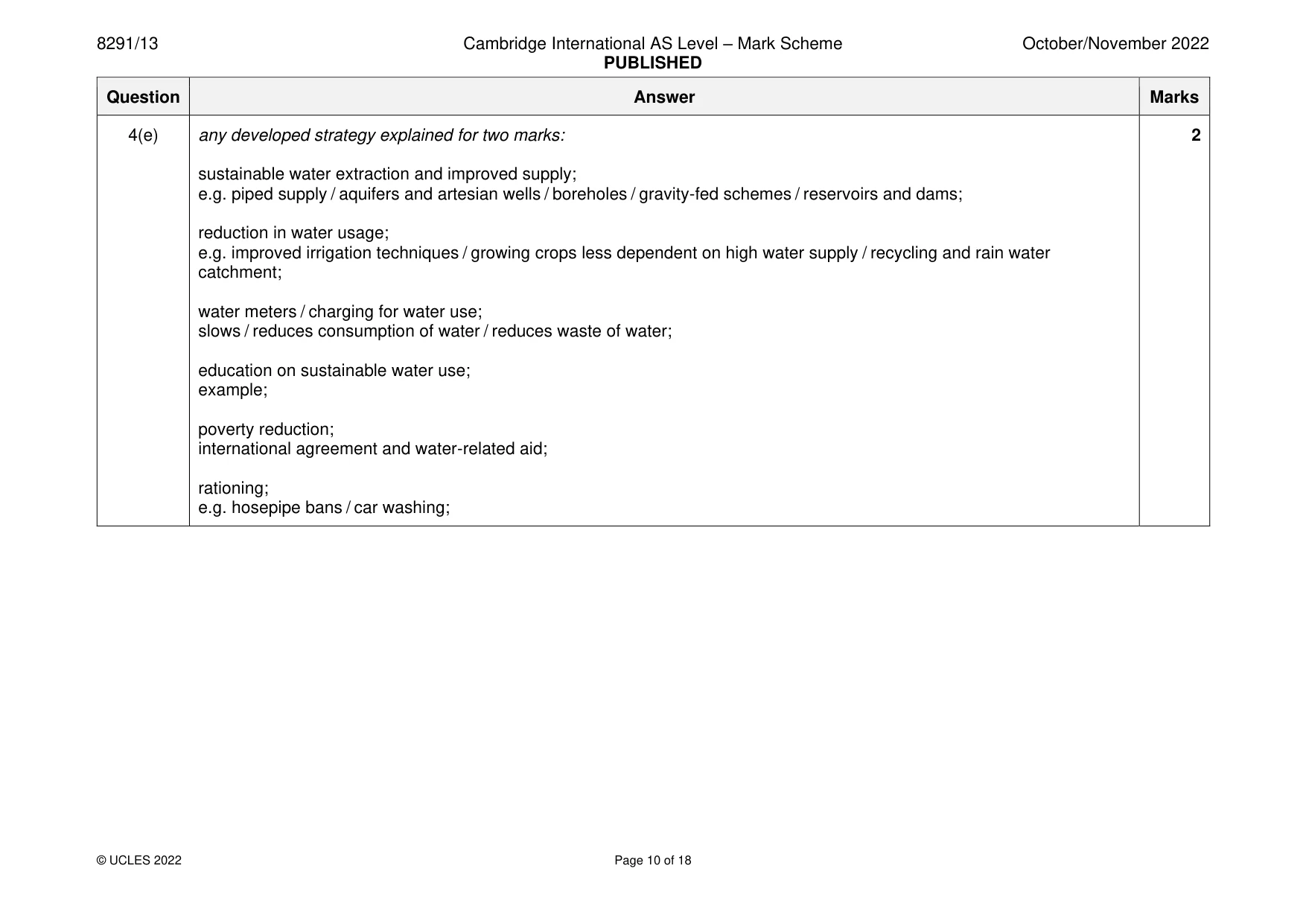 Mark scheme, page 10 of 18