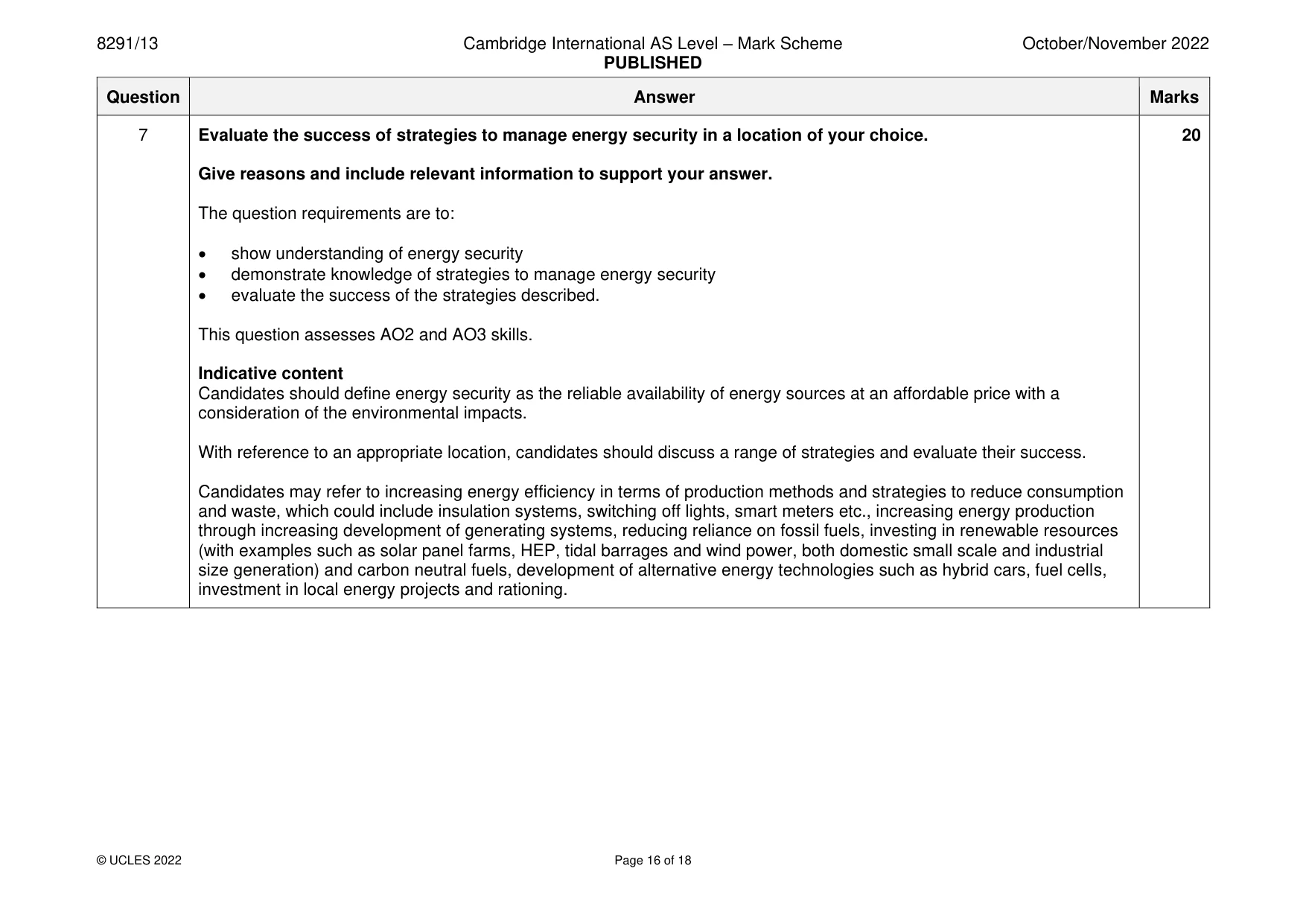 Mark scheme, page 16 of 18