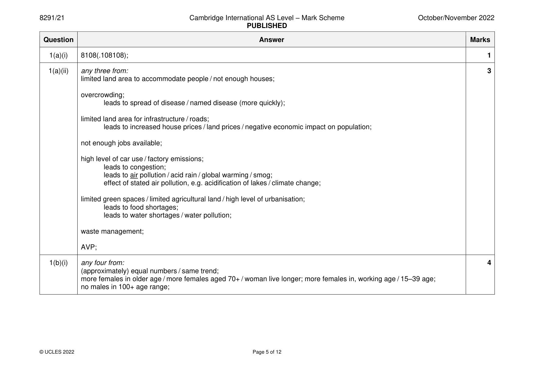 Mark scheme, page 5 of 12