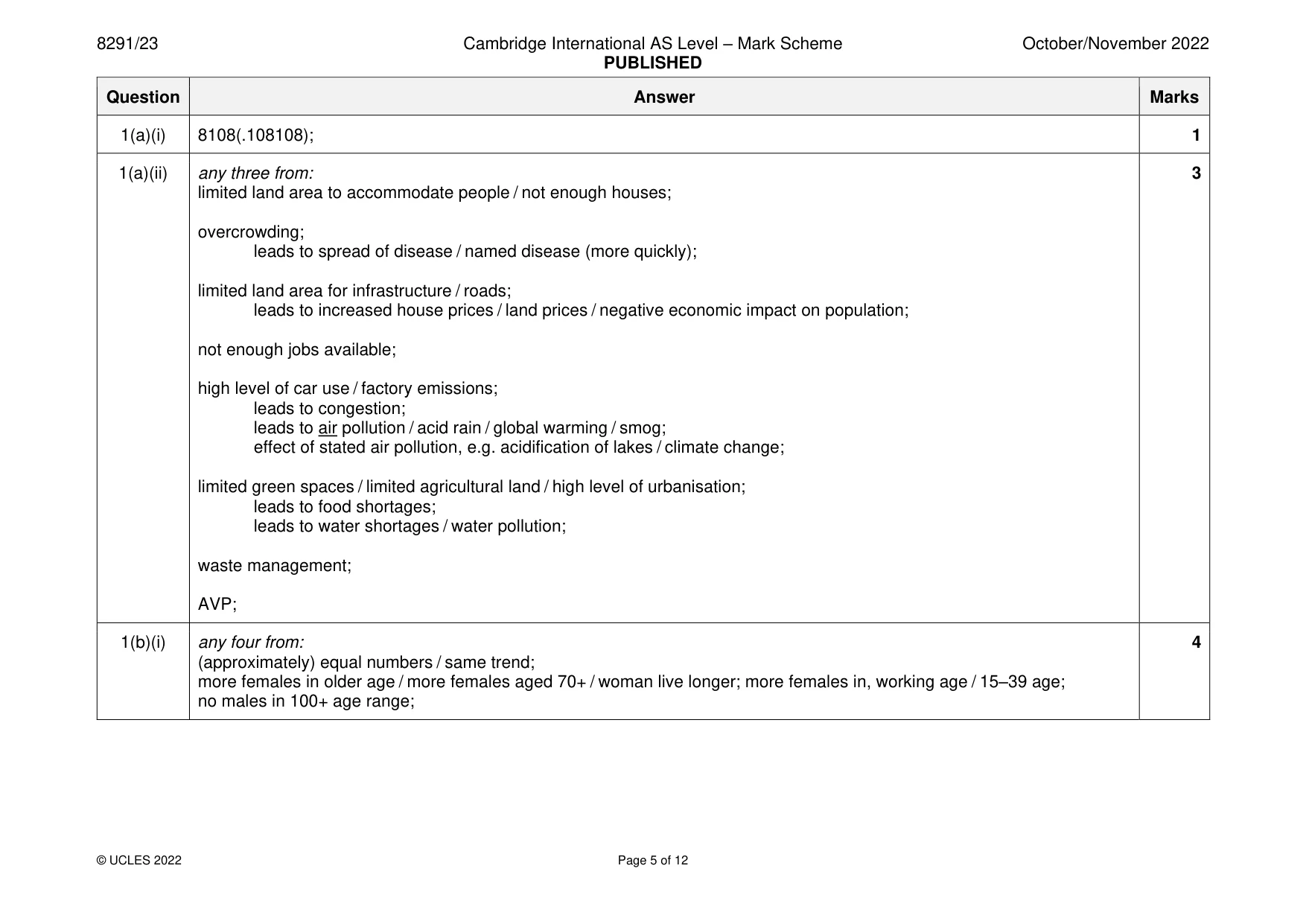 Mark scheme, page 5 of 12