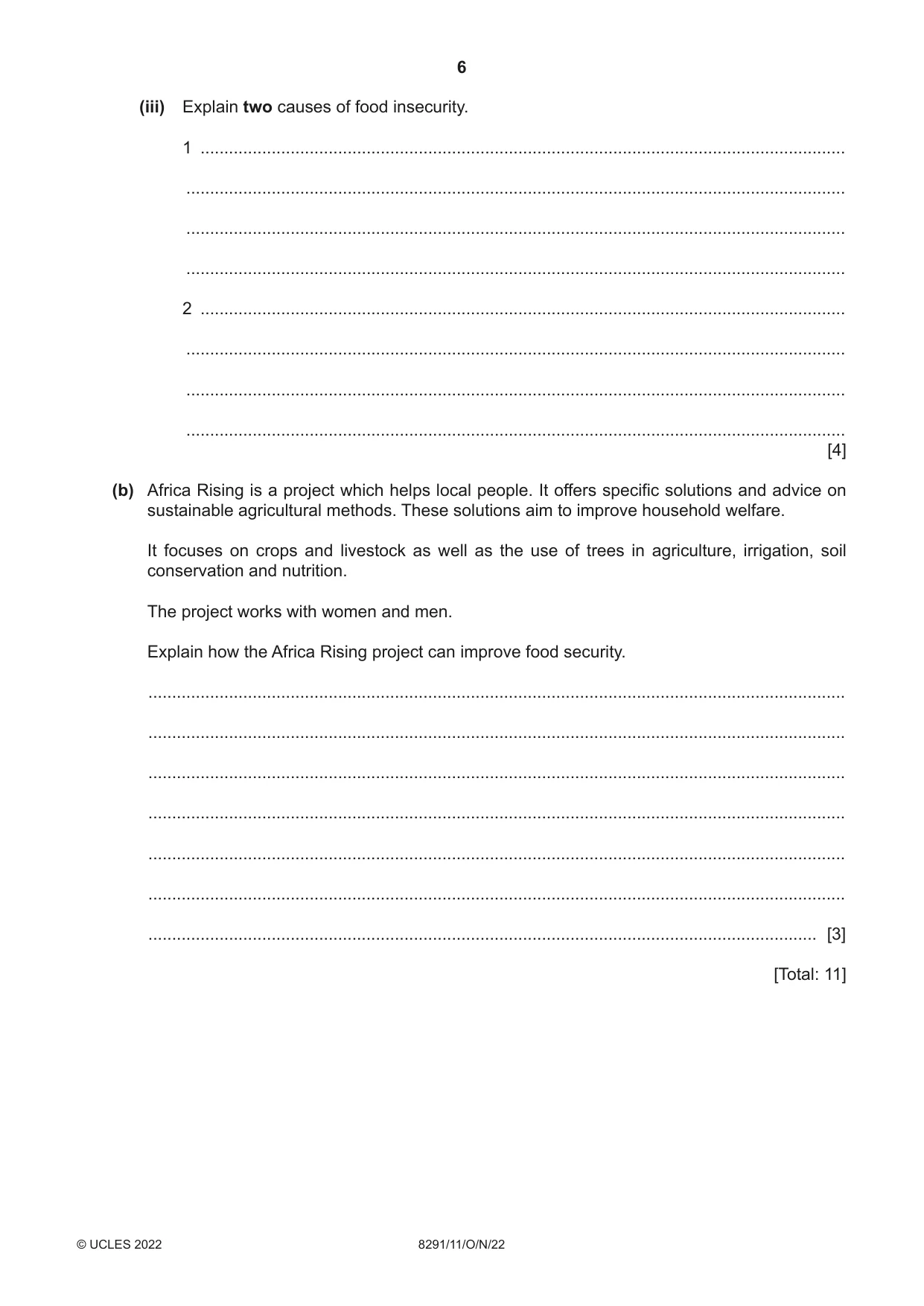 Cambridge A Level Environmental Management (AS only) 8291 2022 Oct/Nov Paper 1 · Variant 1 question paper, page 6 of 20
