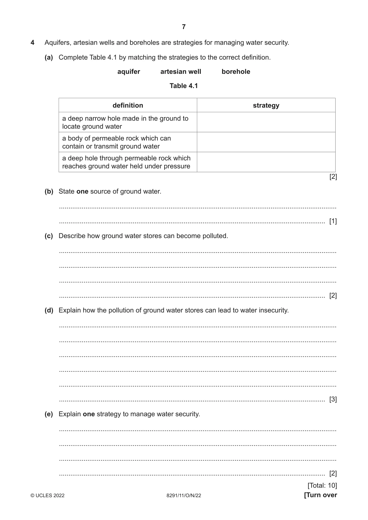 Cambridge A Level Environmental Management (AS only) 8291 2022 Oct/Nov Paper 1 · Variant 1 question paper, page 7 of 20