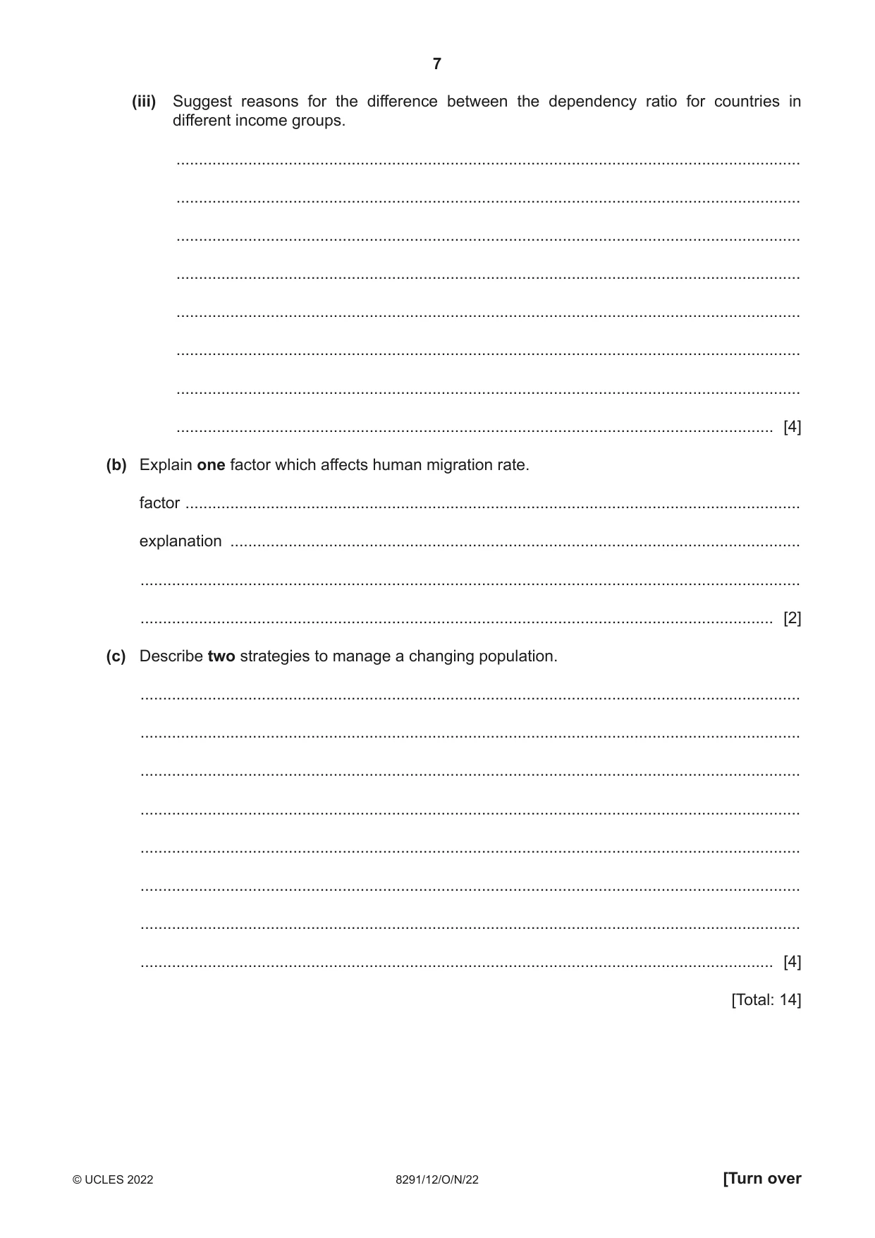 Cambridge A Level Environmental Management (AS only) 8291 2022 Oct/Nov Paper 1 · Variant 2 question paper, page 7 of 20