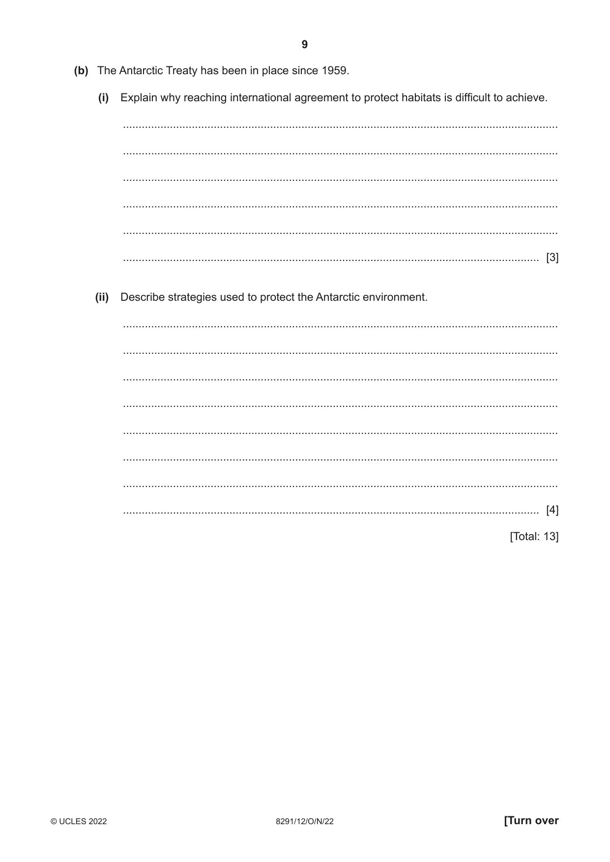 Cambridge A Level Environmental Management (AS only) 8291 2022 Oct/Nov Paper 1 · Variant 2 question paper, page 9 of 20