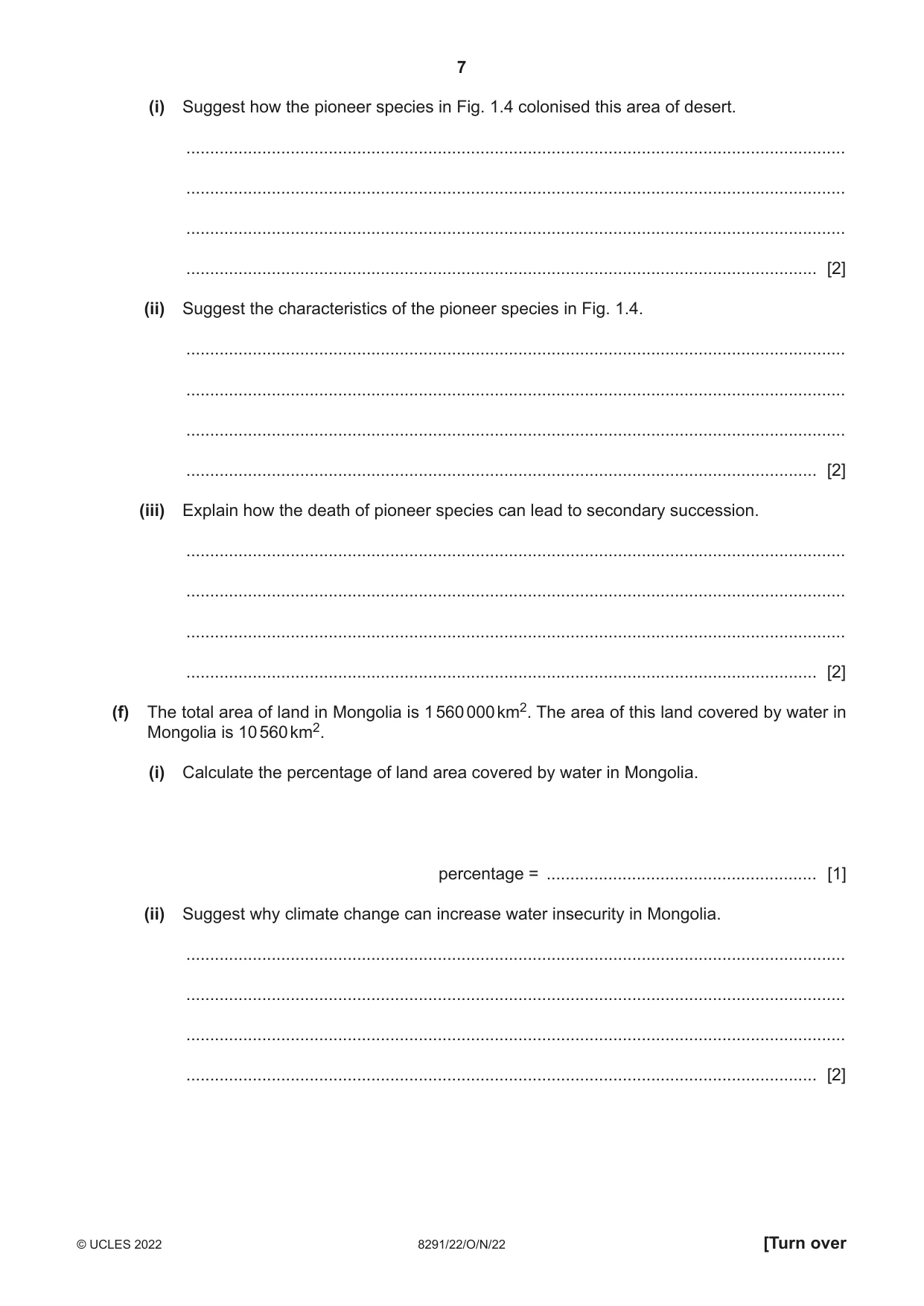 Cambridge A Level Environmental Management (AS only) 8291 2022 Oct/Nov Paper 2 · Variant 2 question paper, page 7 of 20
