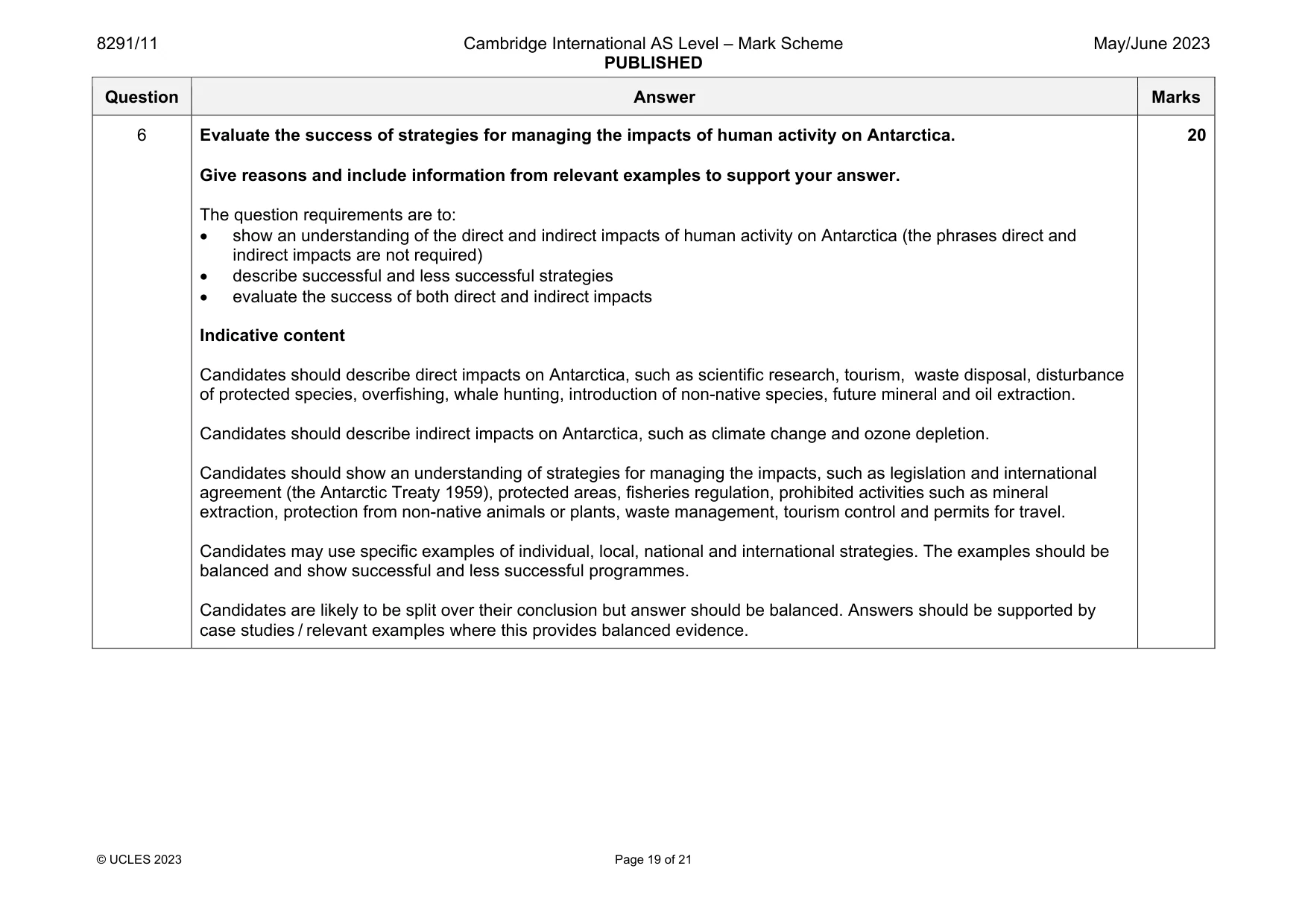 Mark scheme, page 19 of 21