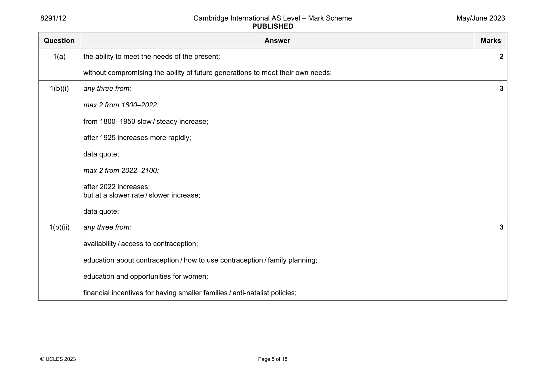 Mark scheme, page 5 of 18