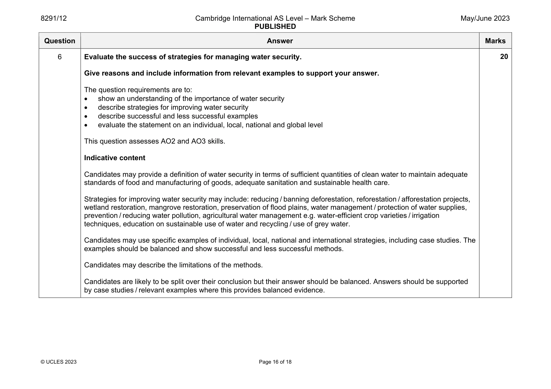 Mark scheme, page 16 of 18