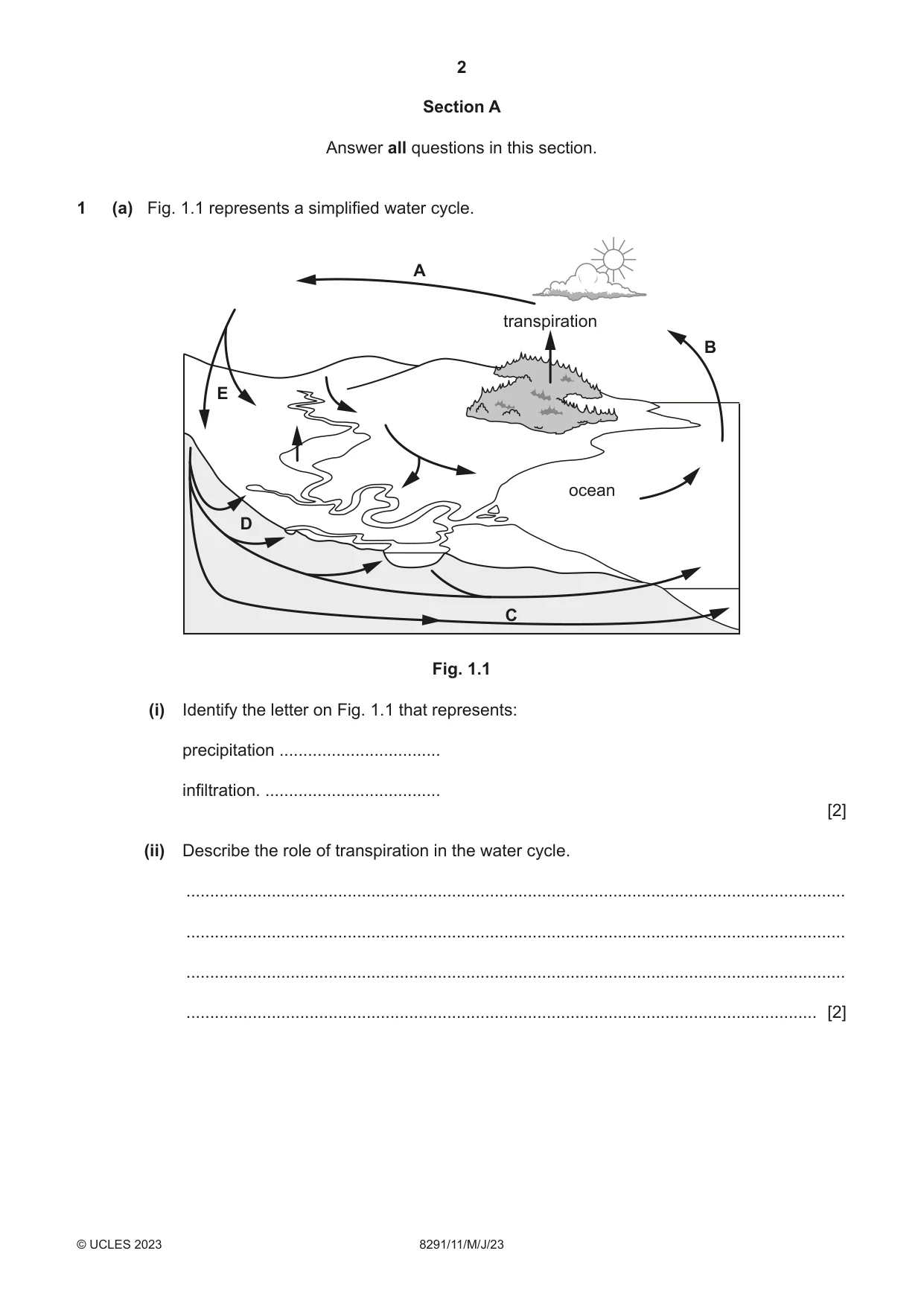 Cambridge A Level Environmental Management (AS only) 8291 2023 May/June Paper 1 · Variant 1 question paper, page 2 of 20