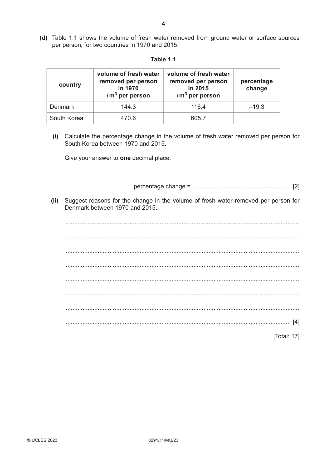 Cambridge A Level Environmental Management (AS only) 8291 2023 May/June Paper 1 · Variant 1 question paper, page 4 of 20