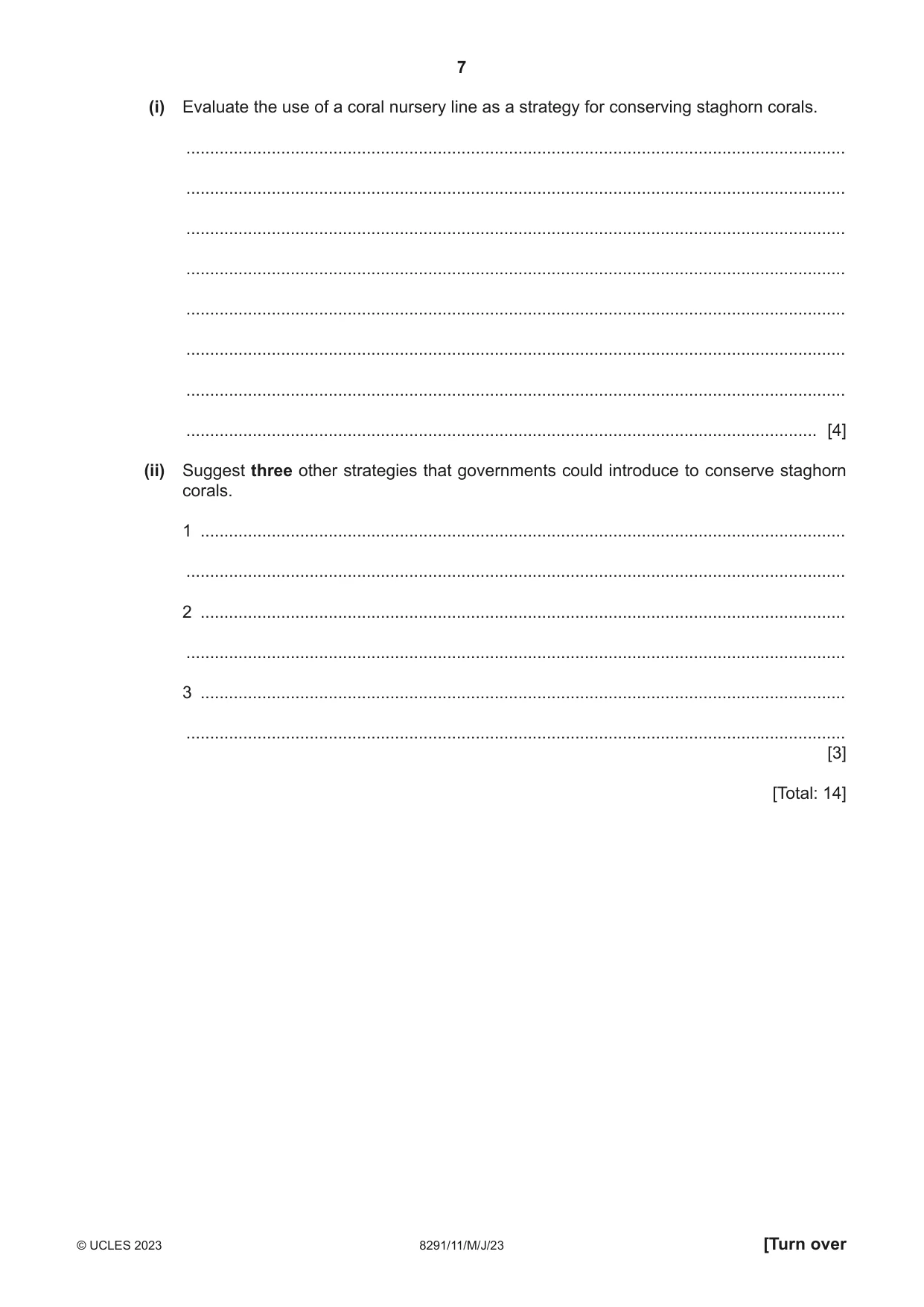 Cambridge A Level Environmental Management (AS only) 8291 2023 May/June Paper 1 · Variant 1 question paper, page 7 of 20