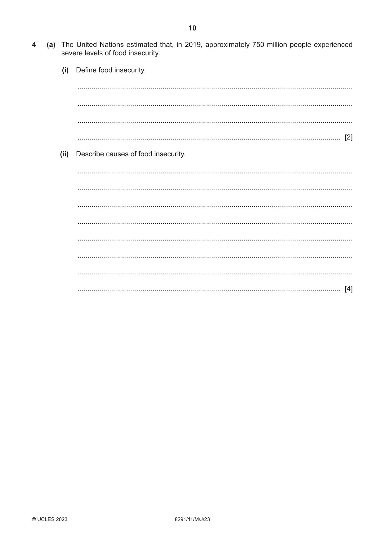 Cambridge A Level Environmental Management (AS only) 8291 2023 May/June Paper 1 · Variant 1 question paper, page 10 of 20