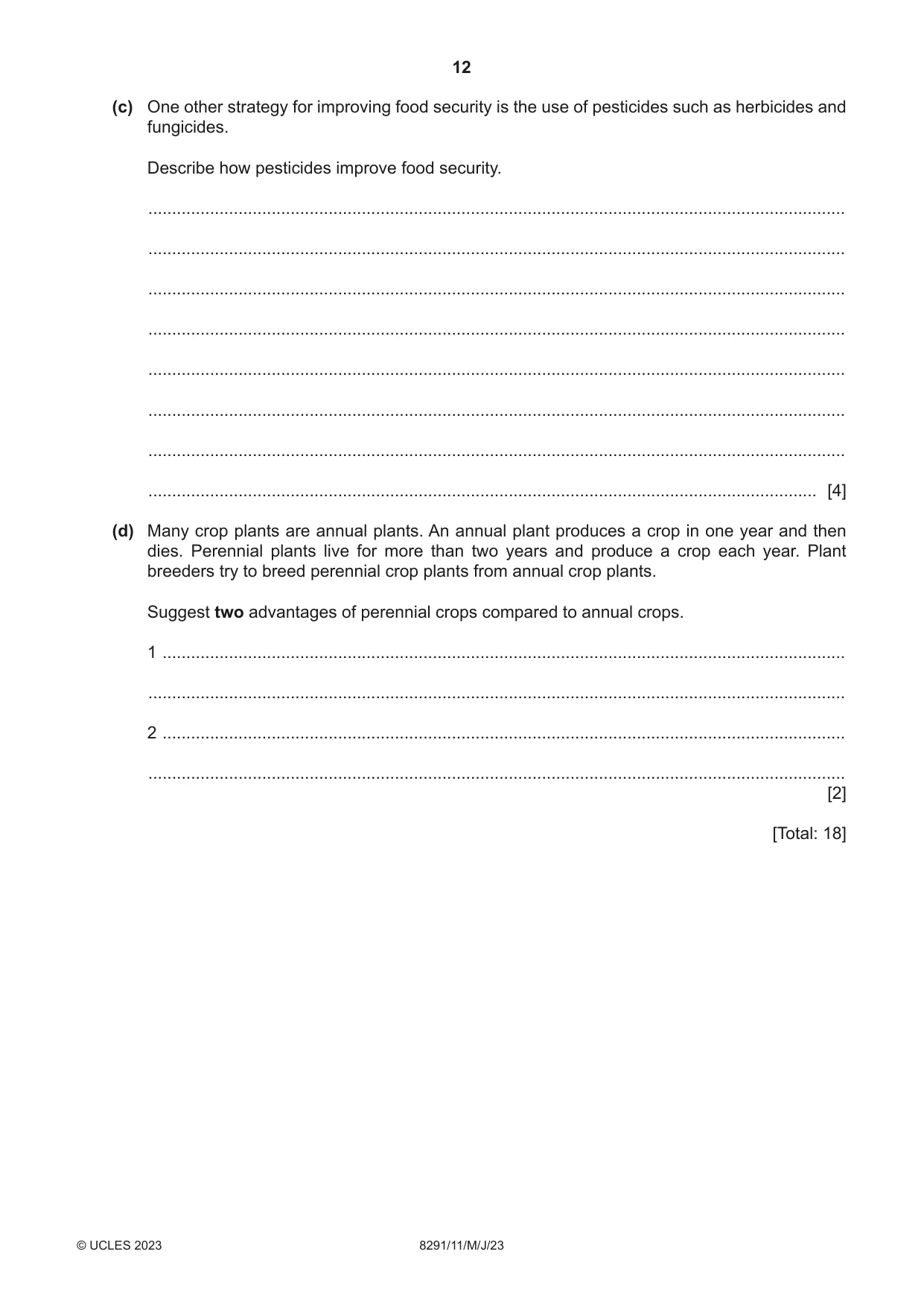 Cambridge A Level Environmental Management (AS only) 8291 2023 May/June Paper 1 · Variant 1 question paper, page 12 of 20