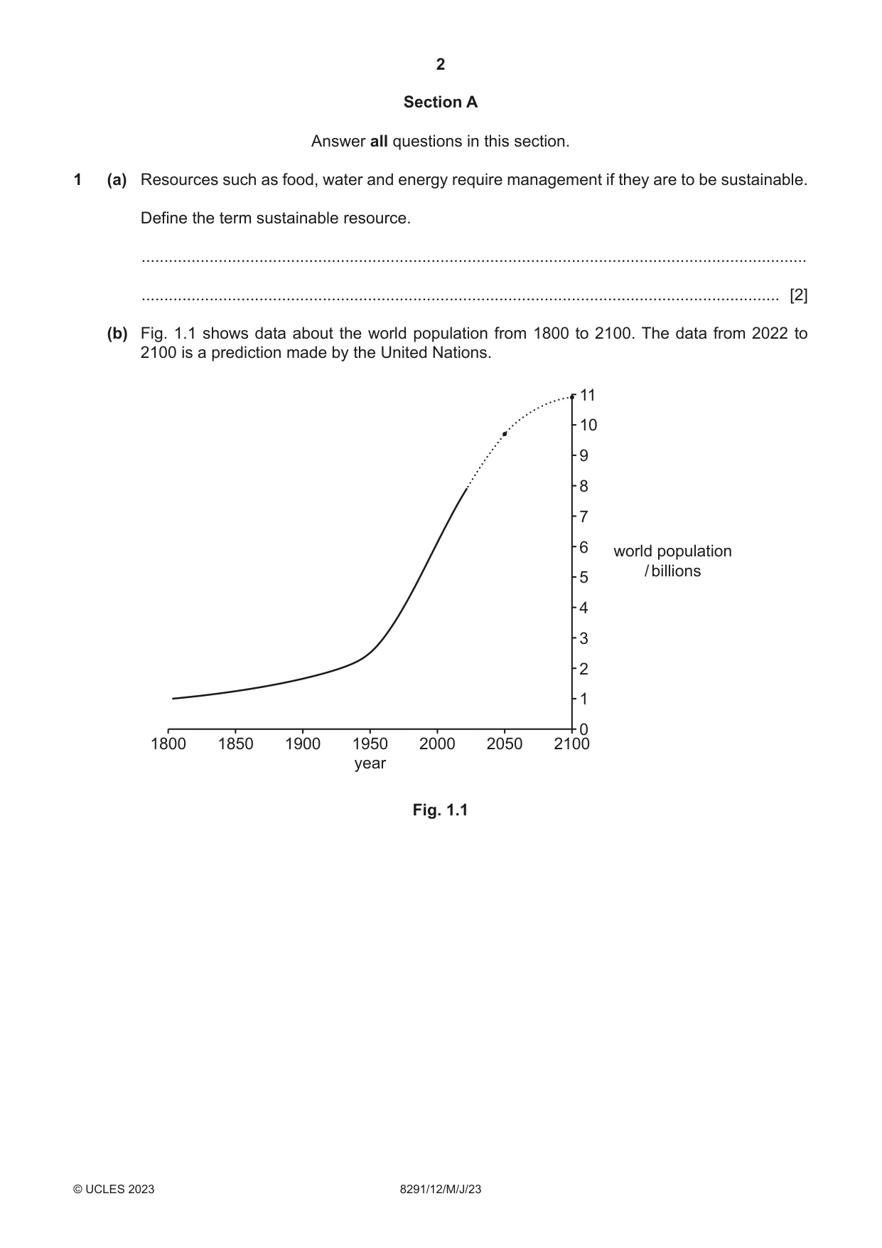Cambridge A Level Environmental Management (AS only) 8291 2023 May/June Paper 1 · Variant 2 question paper, page 2 of 20