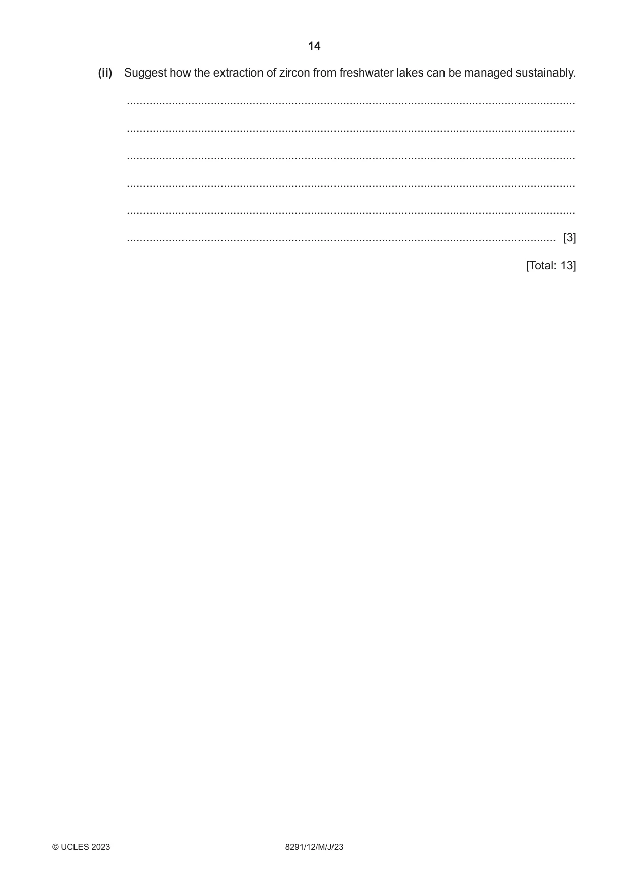 Cambridge A Level Environmental Management (AS only) 8291 2023 May/June Paper 1 · Variant 2 question paper, page 14 of 20