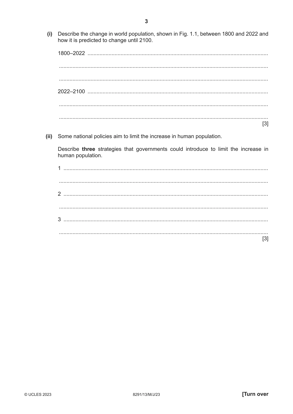 Cambridge A Level Environmental Management (AS only) 8291 2023 May/June Paper 1 · Variant 3 question paper, page 3 of 20