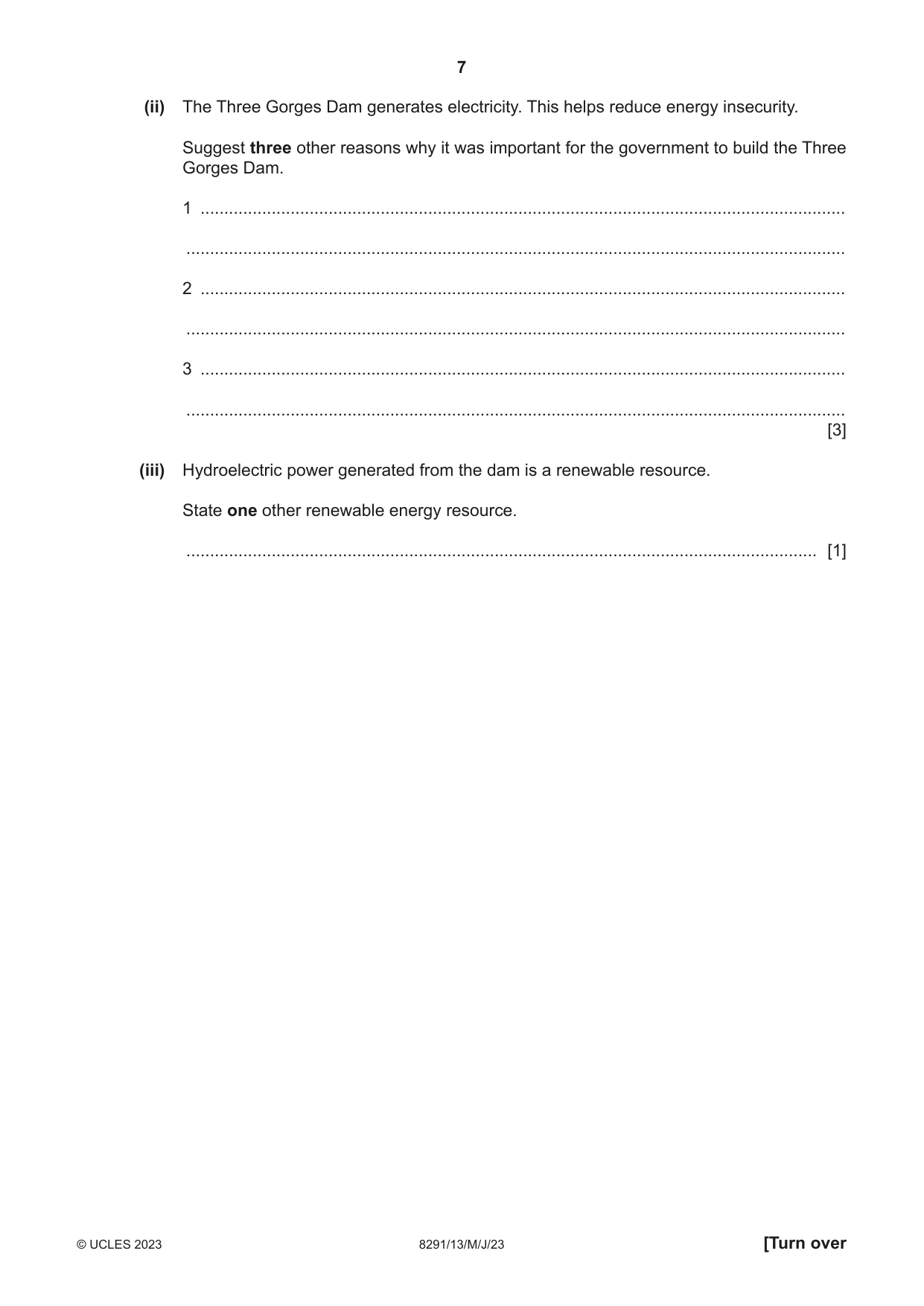 Cambridge A Level Environmental Management (AS only) 8291 2023 May/June Paper 1 · Variant 3 question paper, page 7 of 20