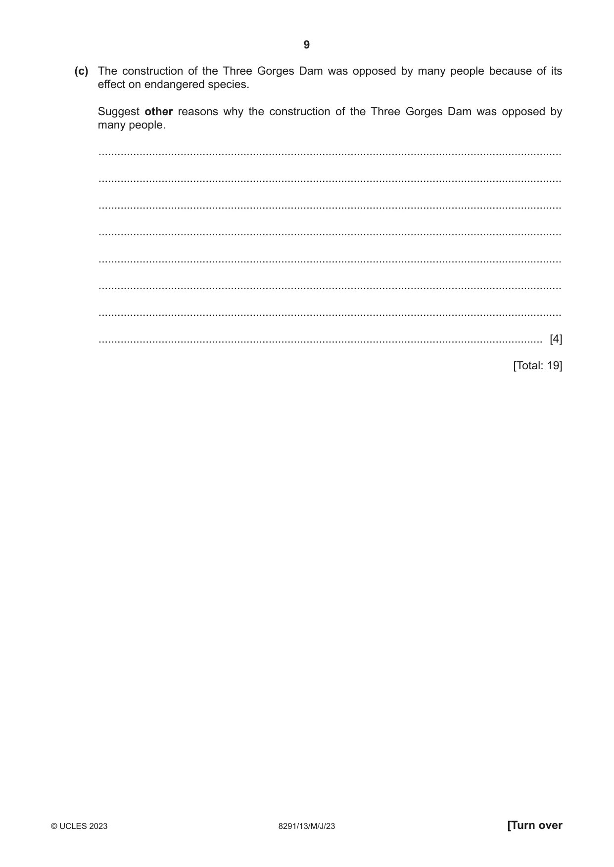 Cambridge A Level Environmental Management (AS only) 8291 2023 May/June Paper 1 · Variant 3 question paper, page 9 of 20