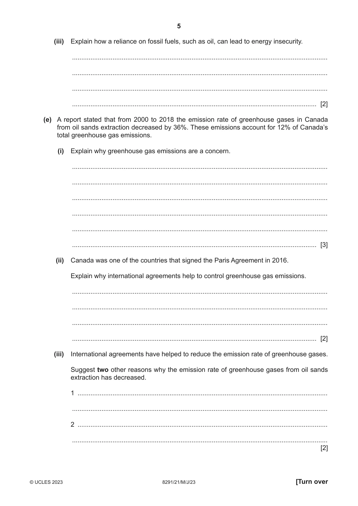 Cambridge A Level Environmental Management (AS only) 8291 2023 May/June Paper 2 · Variant 1 question paper, page 5 of 16