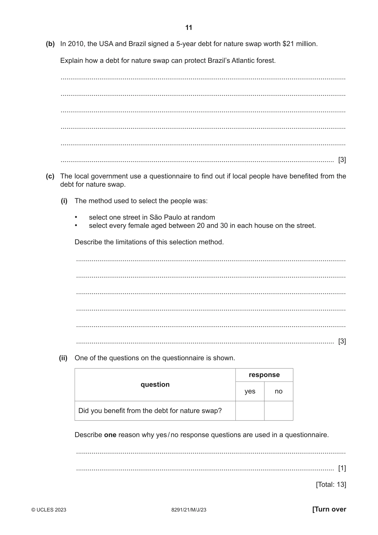 Cambridge A Level Environmental Management (AS only) 8291 2023 May/June Paper 2 · Variant 1 question paper, page 11 of 16
