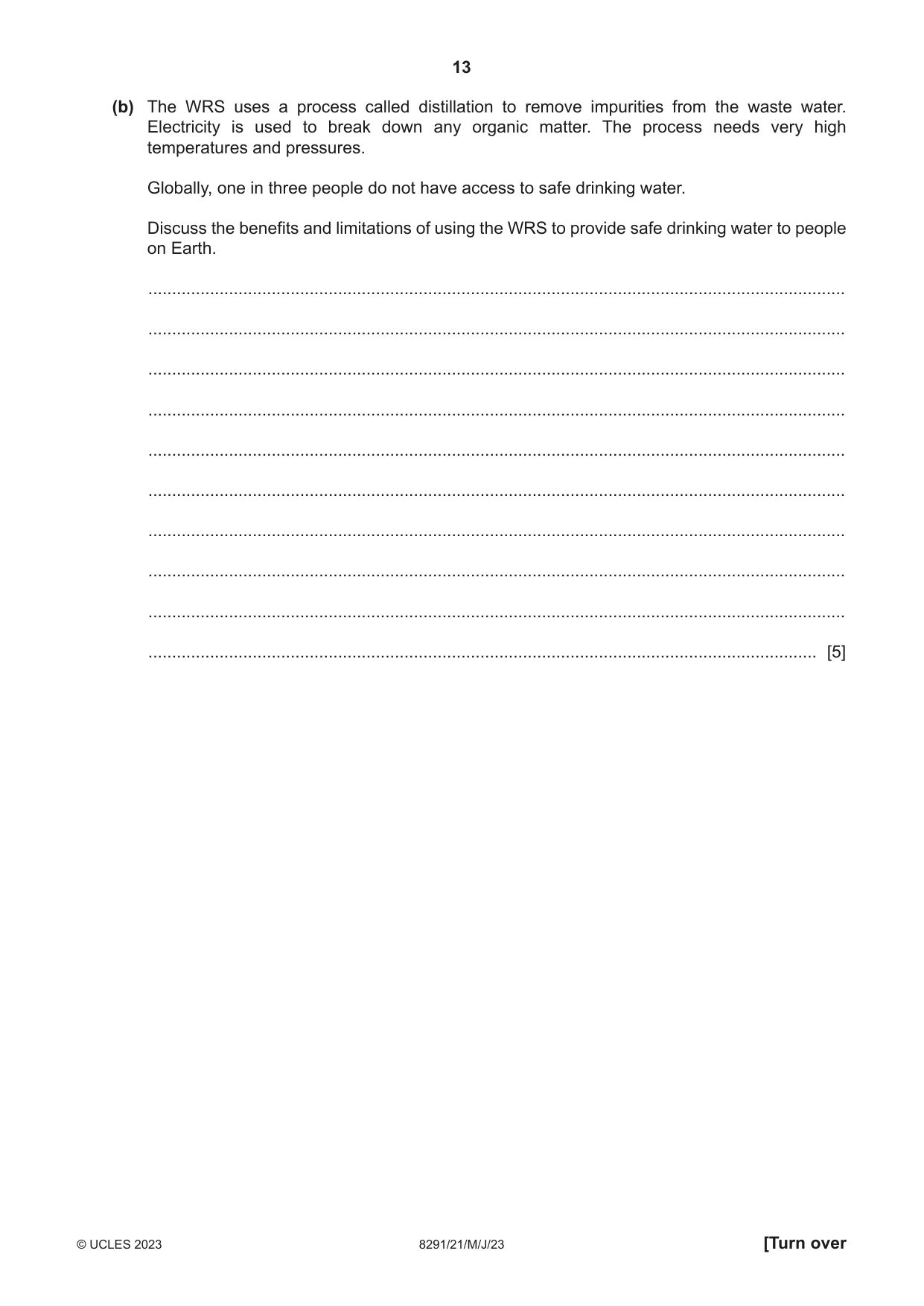 Cambridge A Level Environmental Management (AS only) 8291 2023 May/June Paper 2 · Variant 1 question paper, page 13 of 16