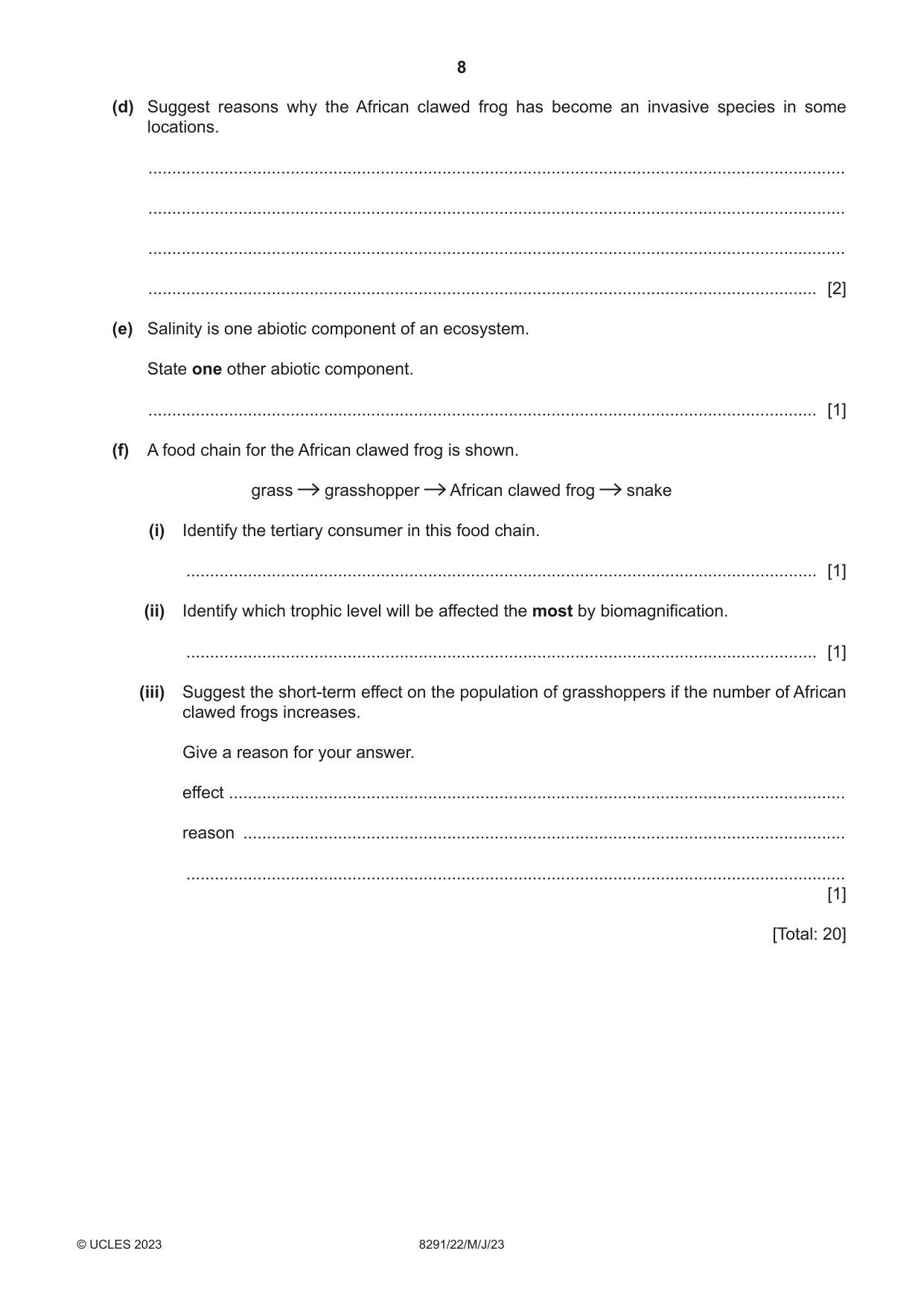 Cambridge A Level Environmental Management (AS only) 8291 2023 May/June Paper 2 · Variant 2 question paper, page 8 of 20