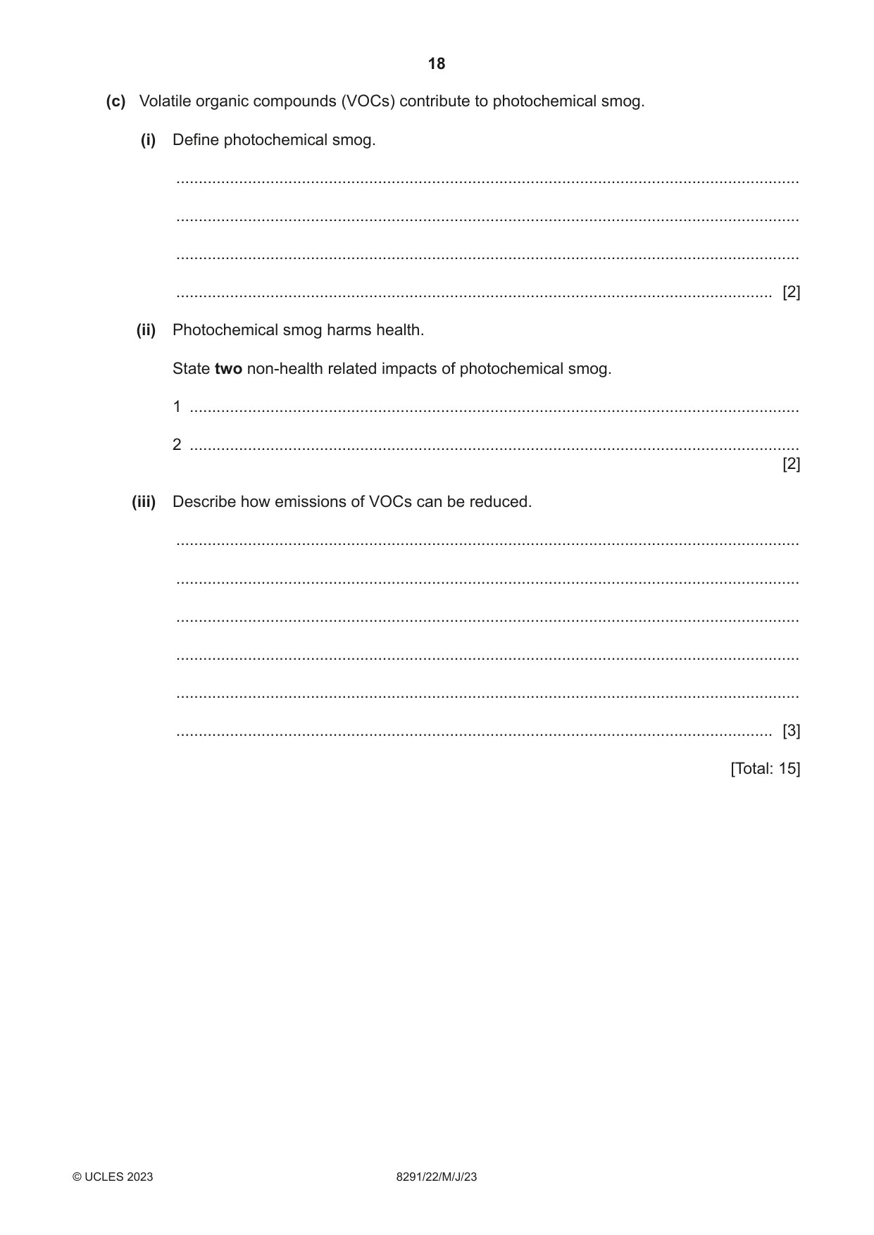 Cambridge A Level Environmental Management (AS only) 8291 2023 May/June Paper 2 · Variant 2 question paper, page 18 of 20