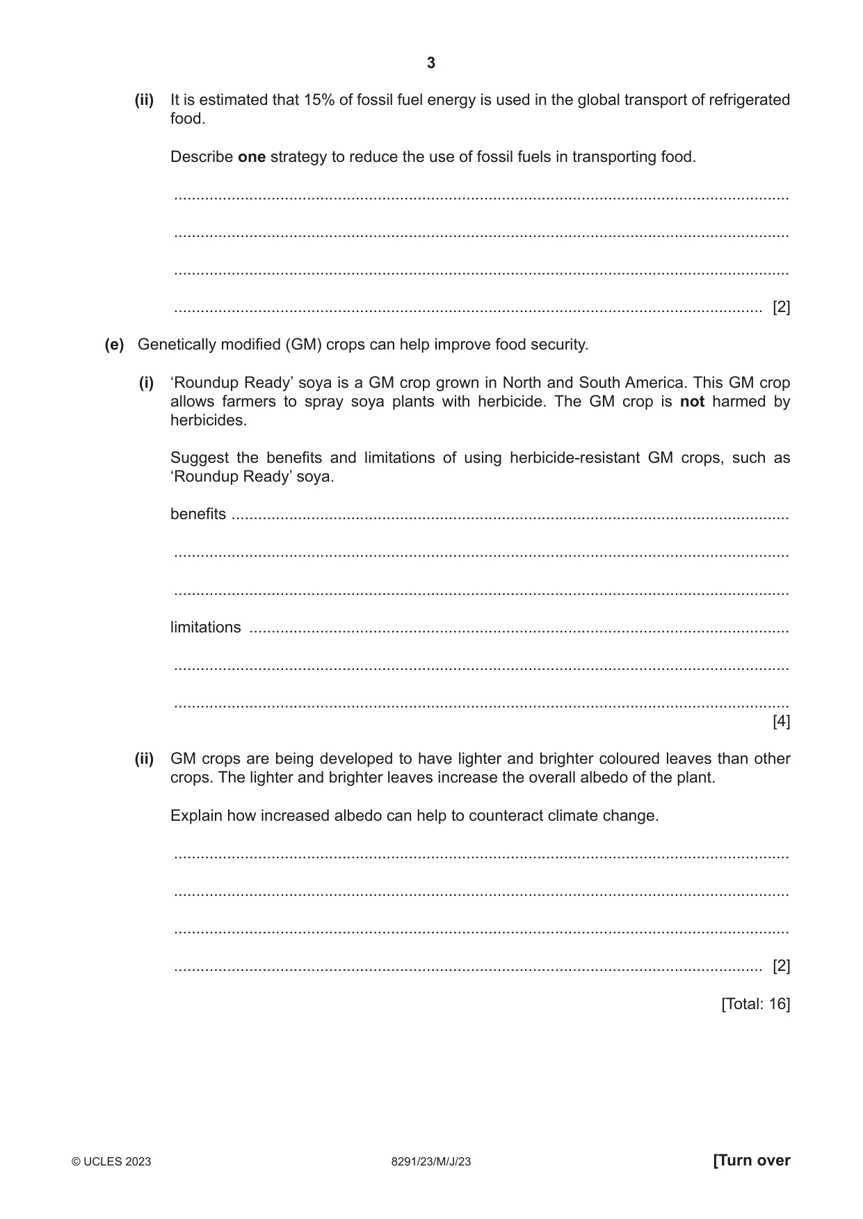 Cambridge A Level Environmental Management (AS only) 8291 2023 May/June Paper 2 · Variant 3 question paper, page 3 of 20