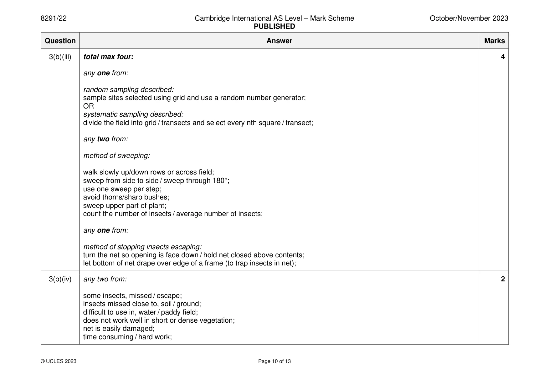 Mark scheme, page 10 of 13
