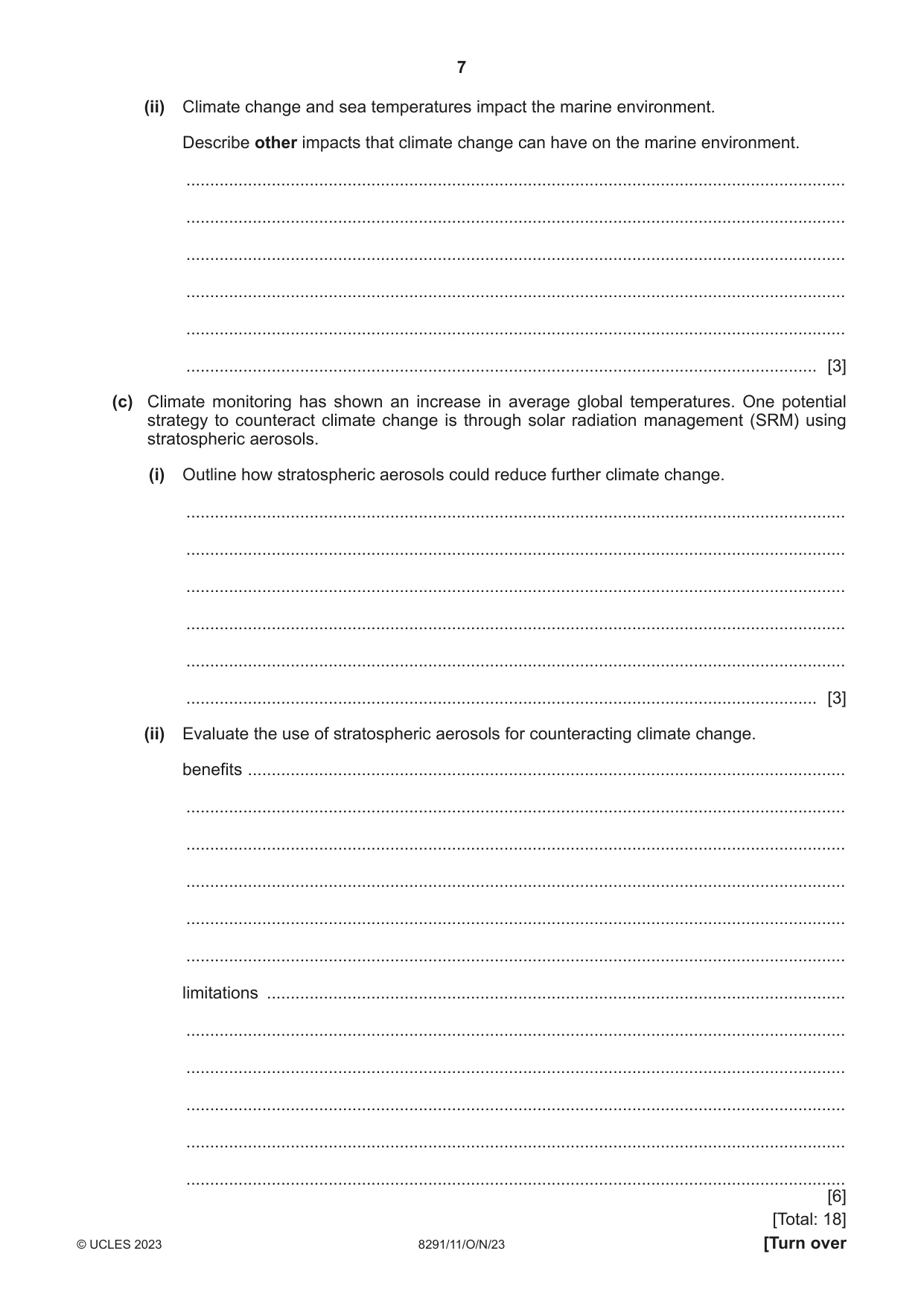 Cambridge A Level Environmental Management (AS only) 8291 2023 Oct/Nov Paper 1 · Variant 1 question paper, page 7 of 20