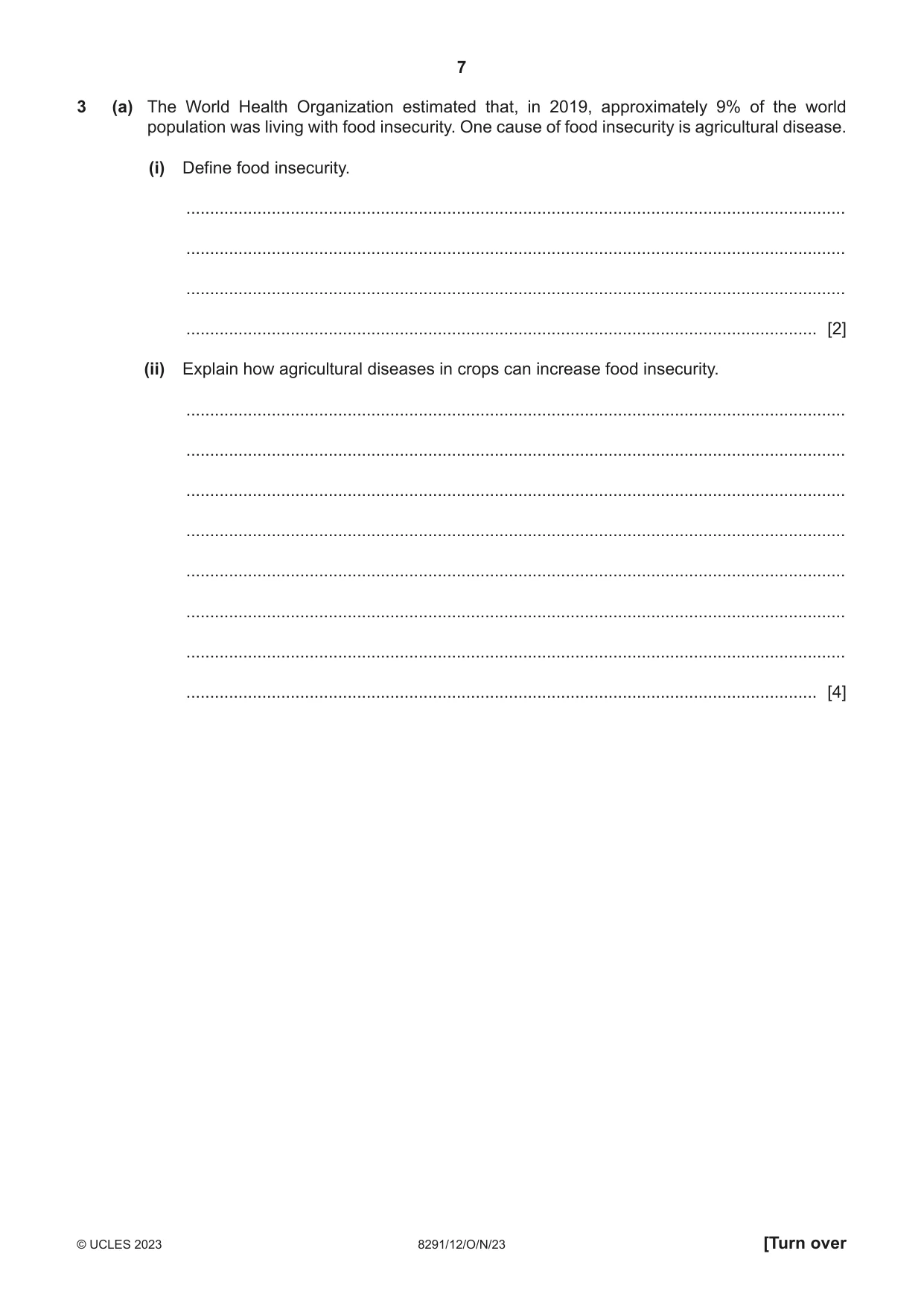 Cambridge A Level Environmental Management (AS only) 8291 2023 Oct/Nov Paper 1 · Variant 2 question paper, page 7 of 20