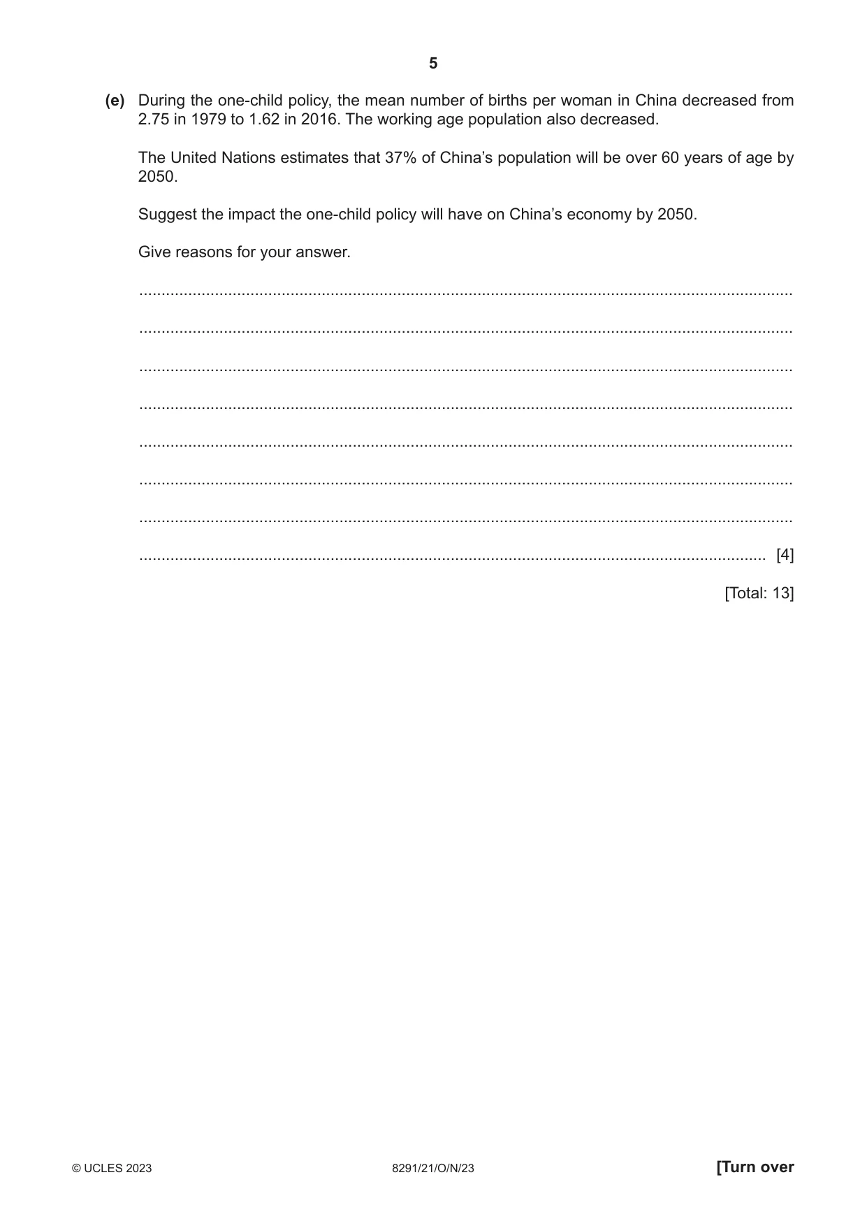 Cambridge A Level Environmental Management (AS only) 8291 2023 Oct/Nov Paper 2 · Variant 1 question paper, page 5 of 20