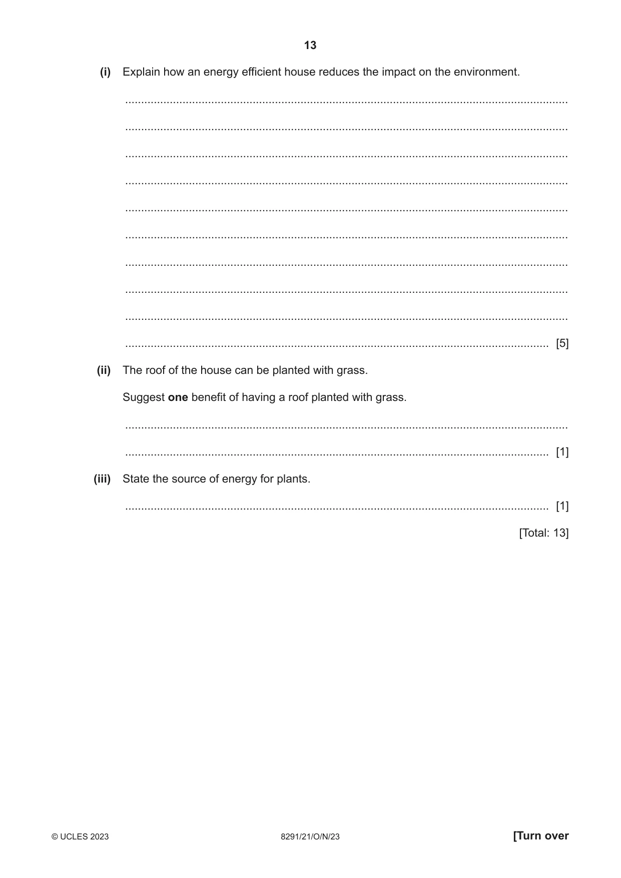 Cambridge A Level Environmental Management (AS only) 8291 2023 Oct/Nov Paper 2 · Variant 1 question paper, page 13 of 20