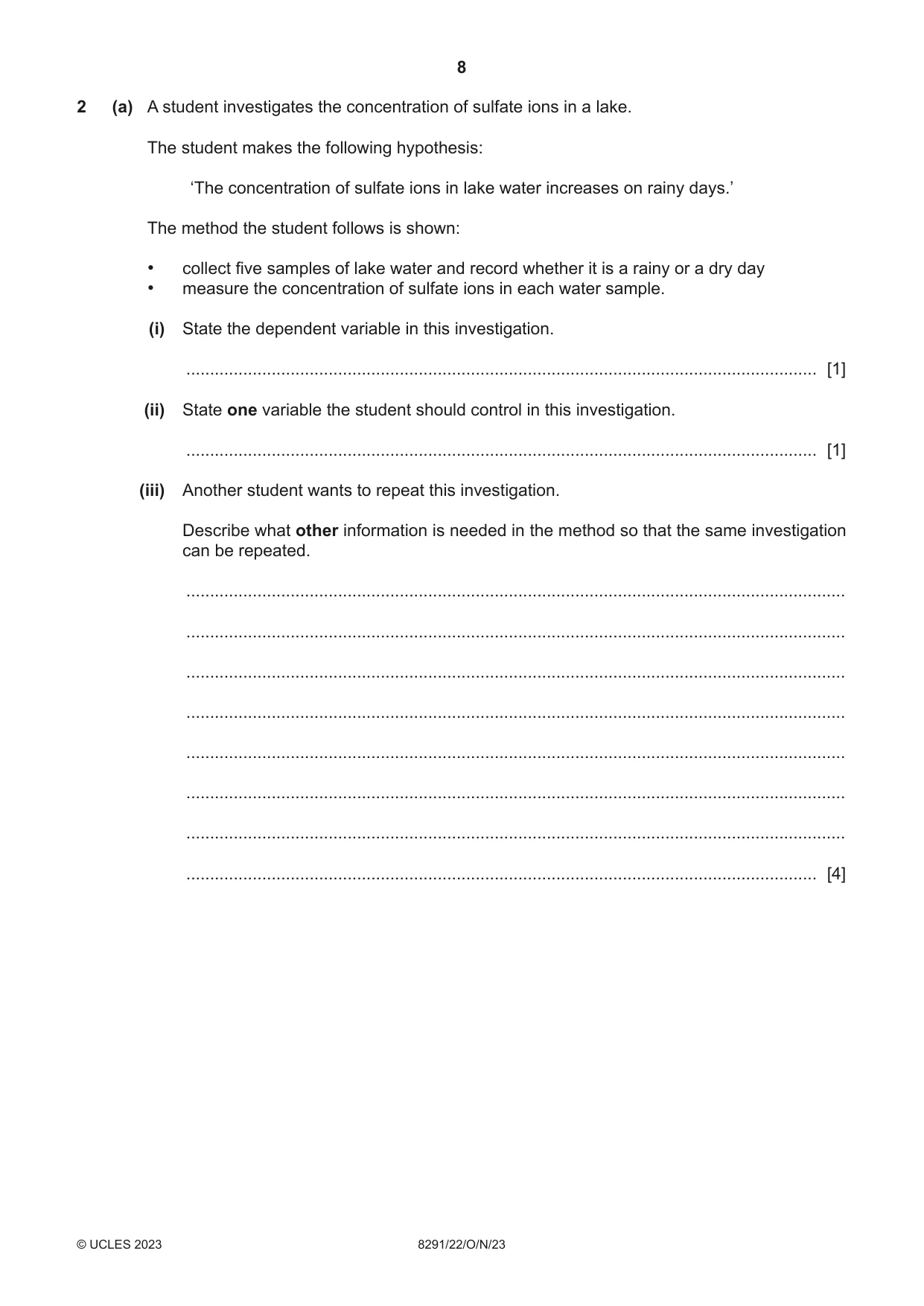 Cambridge A Level Environmental Management (AS only) 8291 2023 Oct/Nov Paper 2 · Variant 2 question paper, page 8 of 24