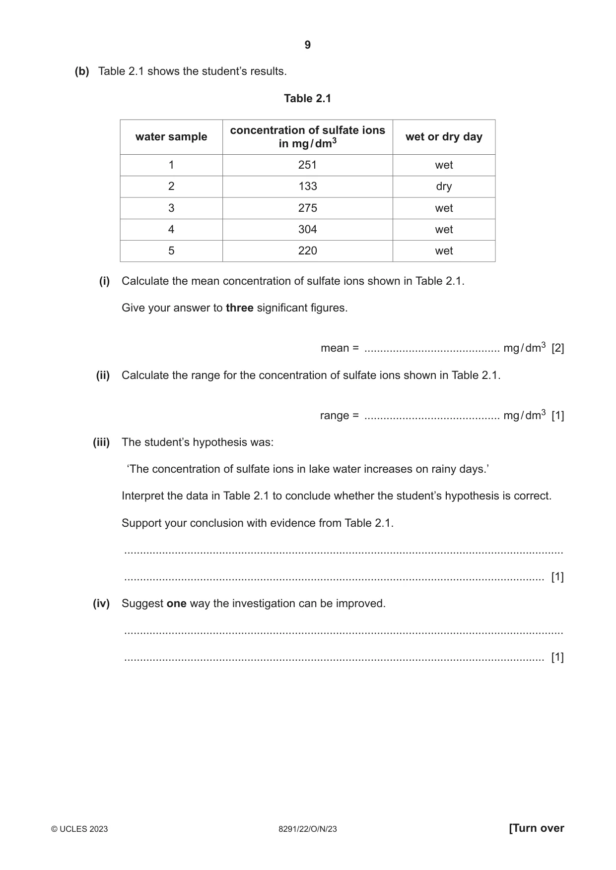 Cambridge A Level Environmental Management (AS only) 8291 2023 Oct/Nov Paper 2 · Variant 2 question paper, page 9 of 24