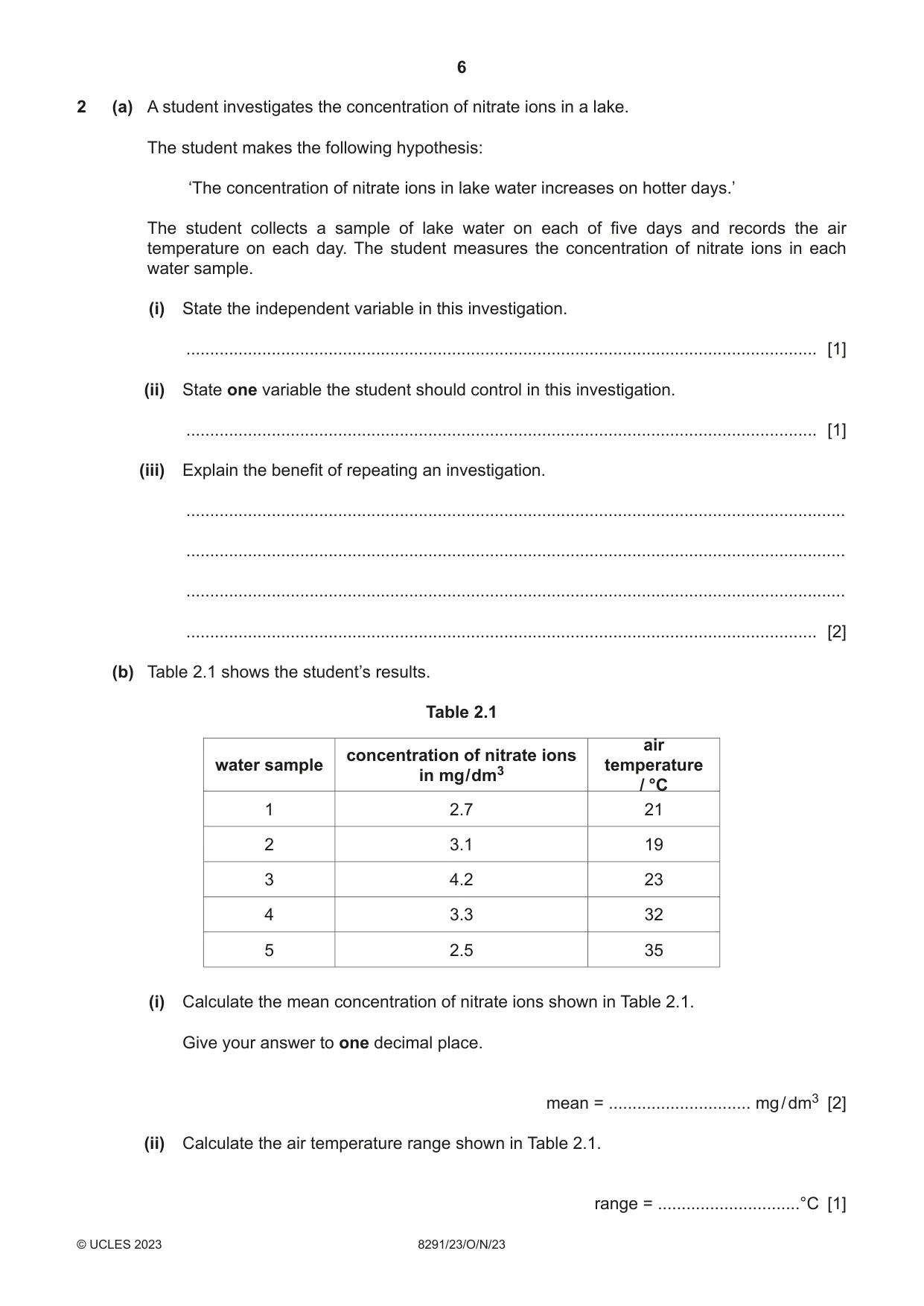 Cambridge A Level Environmental Management (AS only) 8291 2023 Oct/Nov Paper 2 · Variant 3 question paper, page 6 of 20