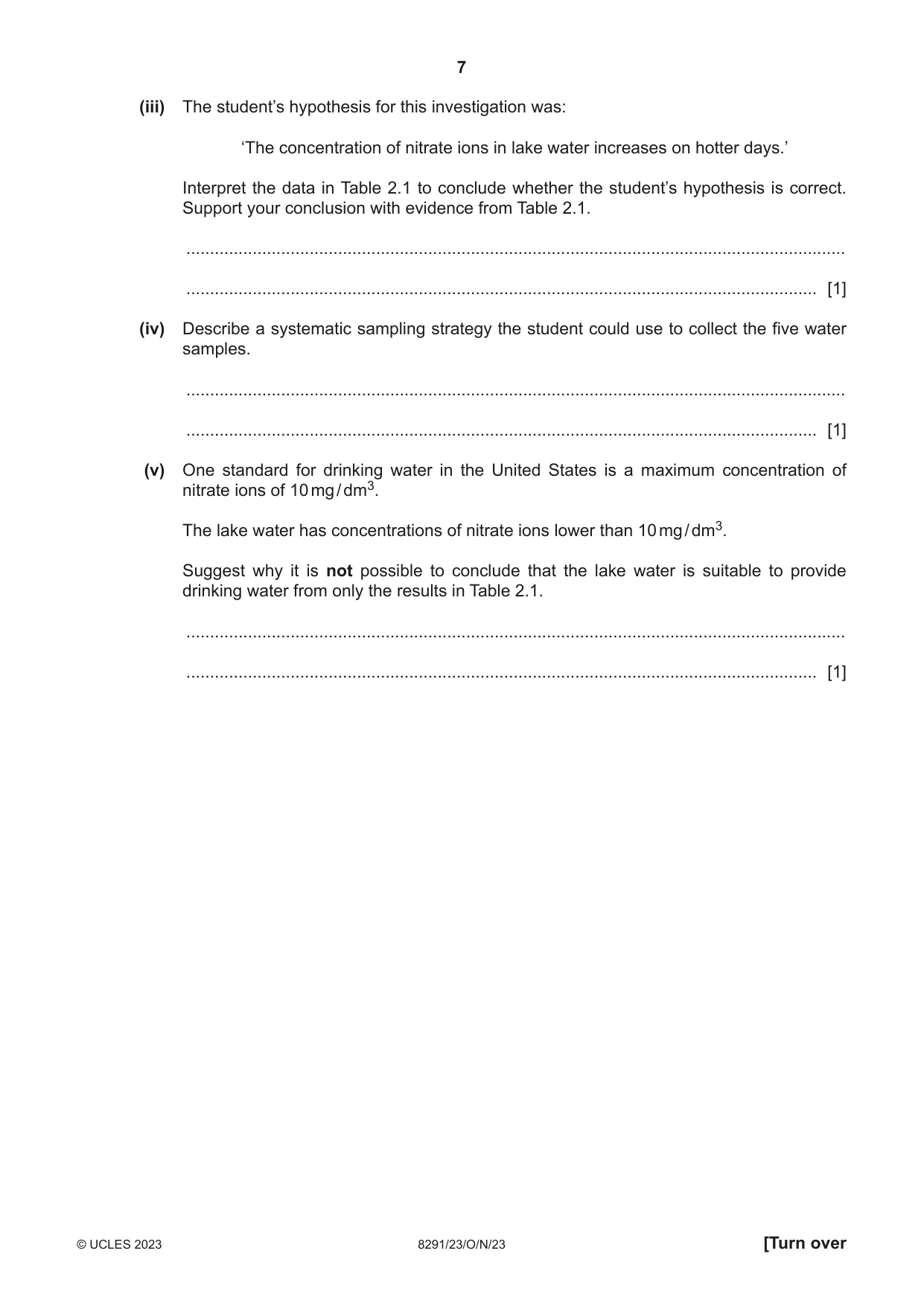 Cambridge A Level Environmental Management (AS only) 8291 2023 Oct/Nov Paper 2 · Variant 3 question paper, page 7 of 20
