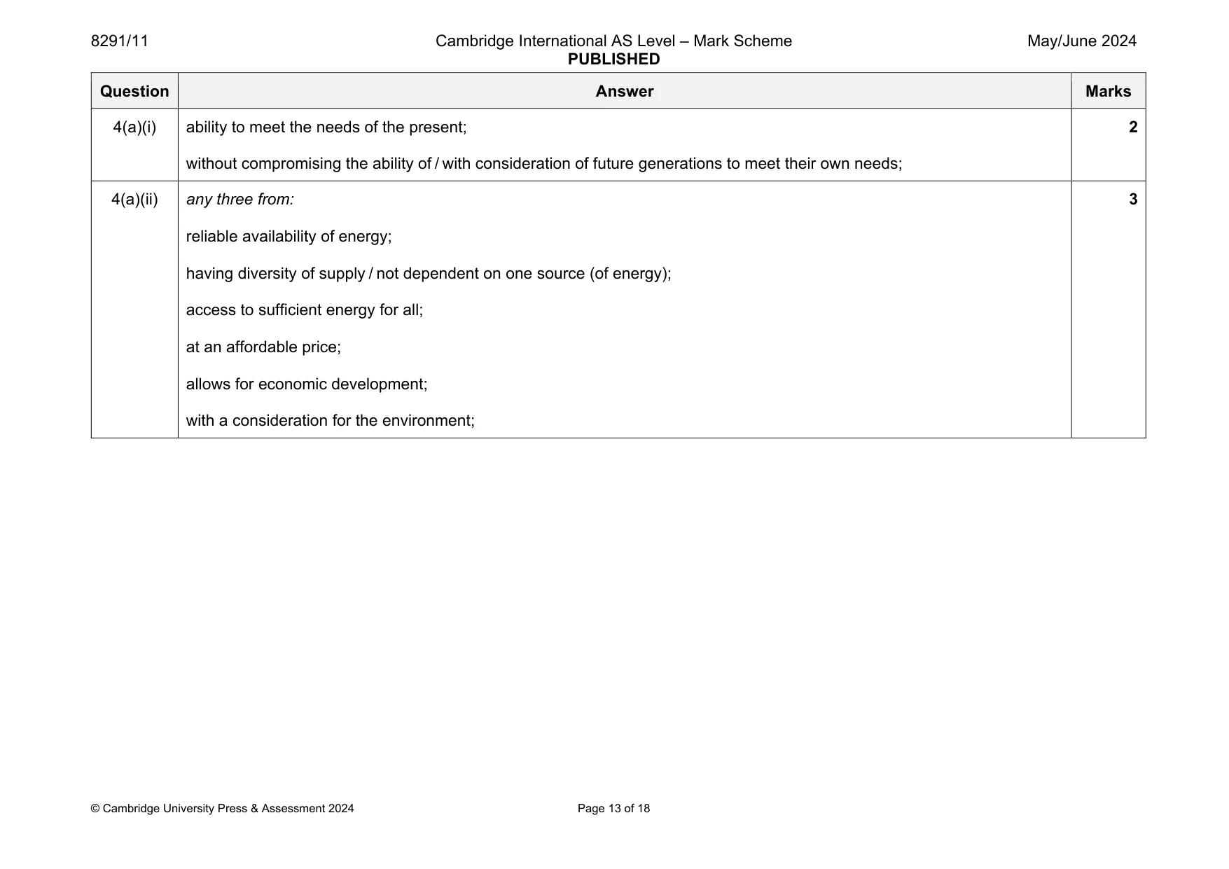 Mark scheme, page 13 of 18