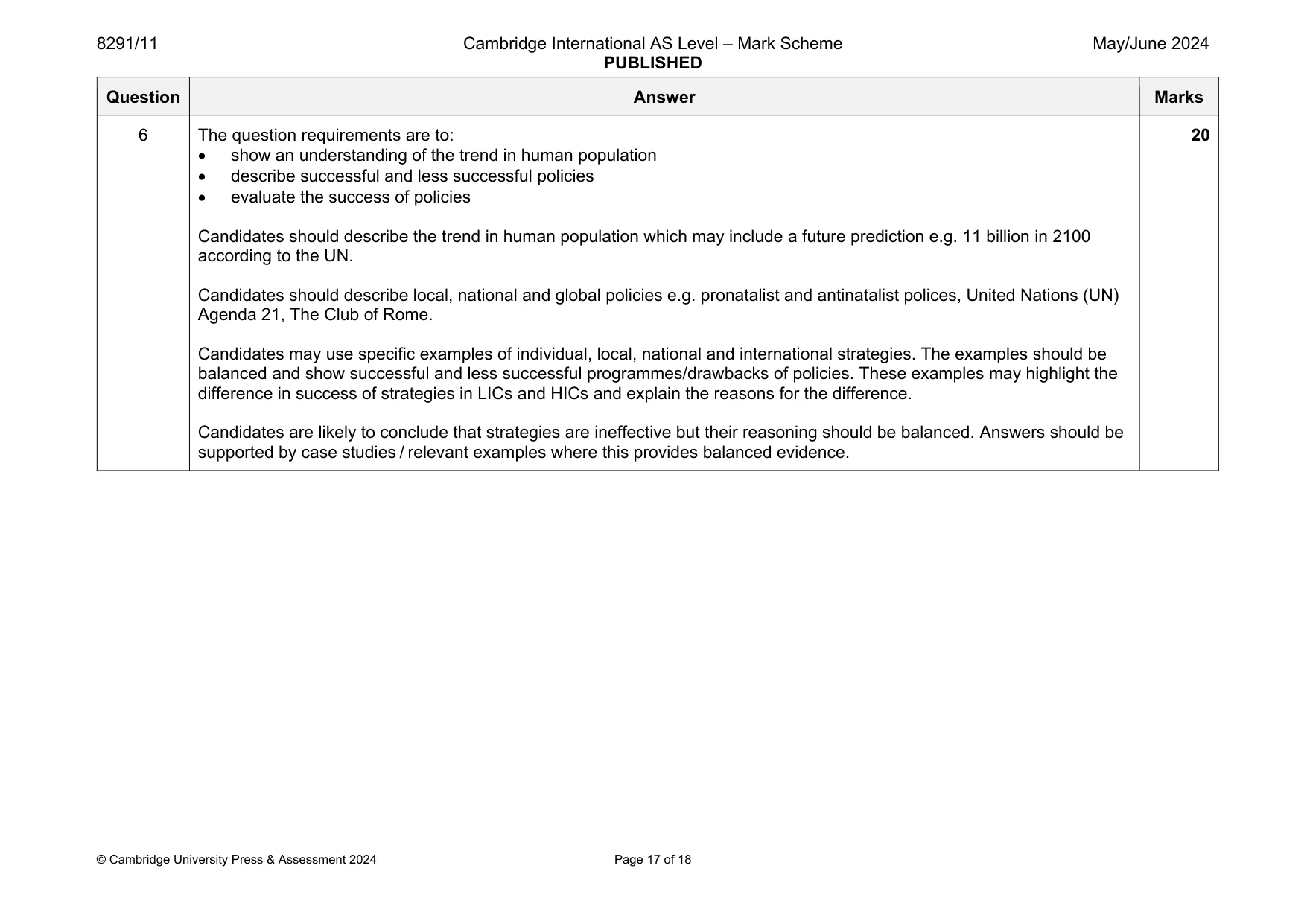 Mark scheme, page 17 of 18