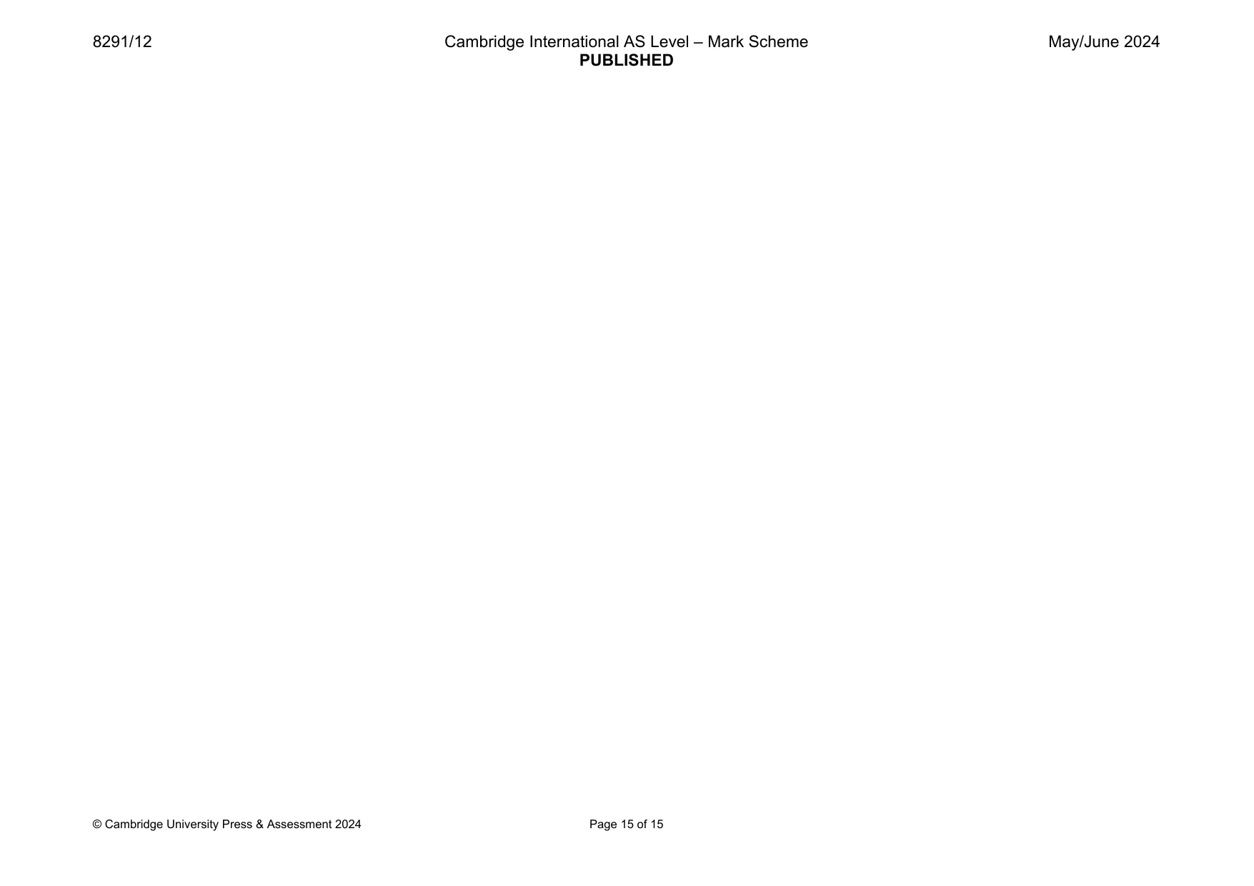 Mark scheme, page 15 of 15