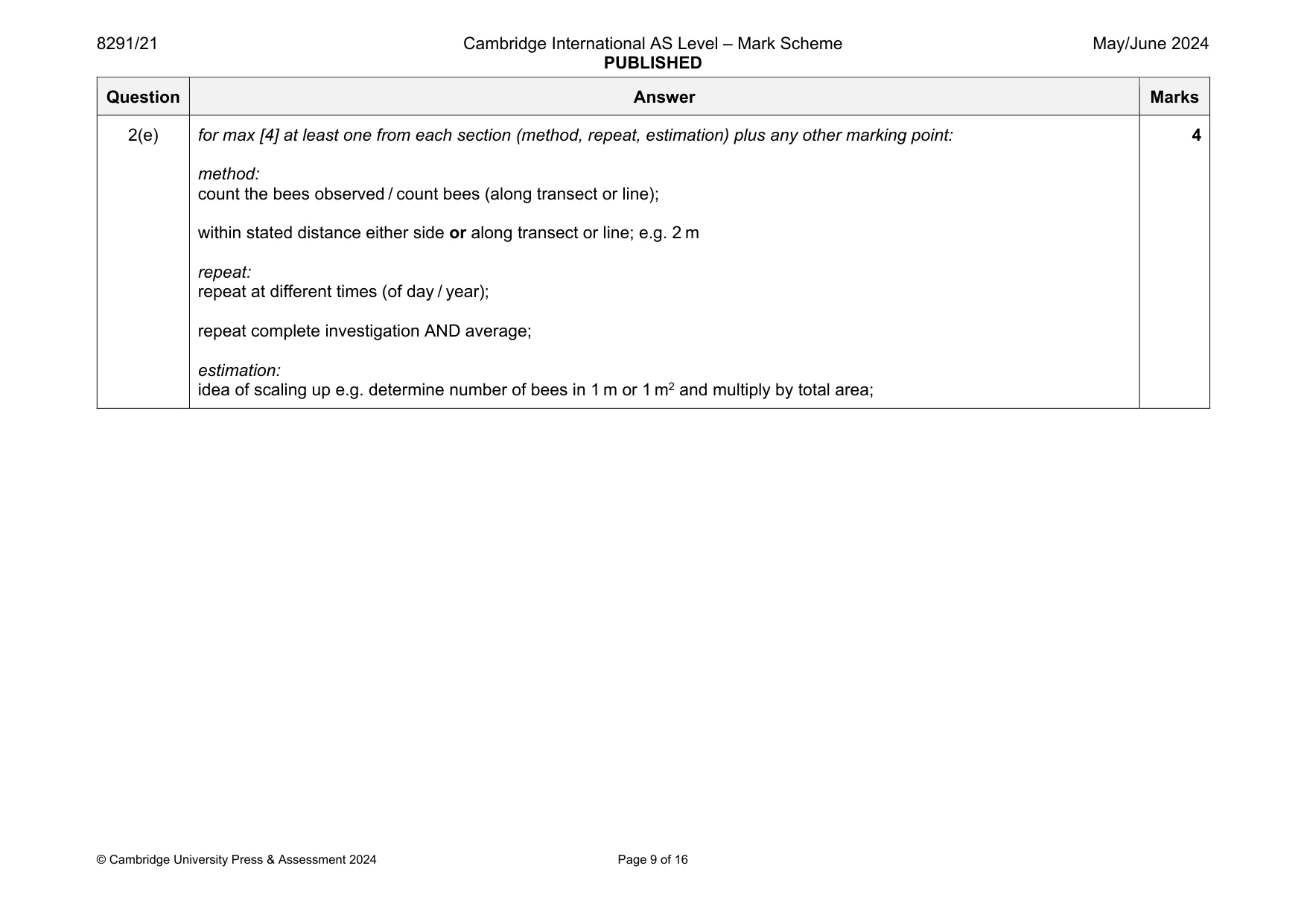 Mark scheme, page 9 of 16